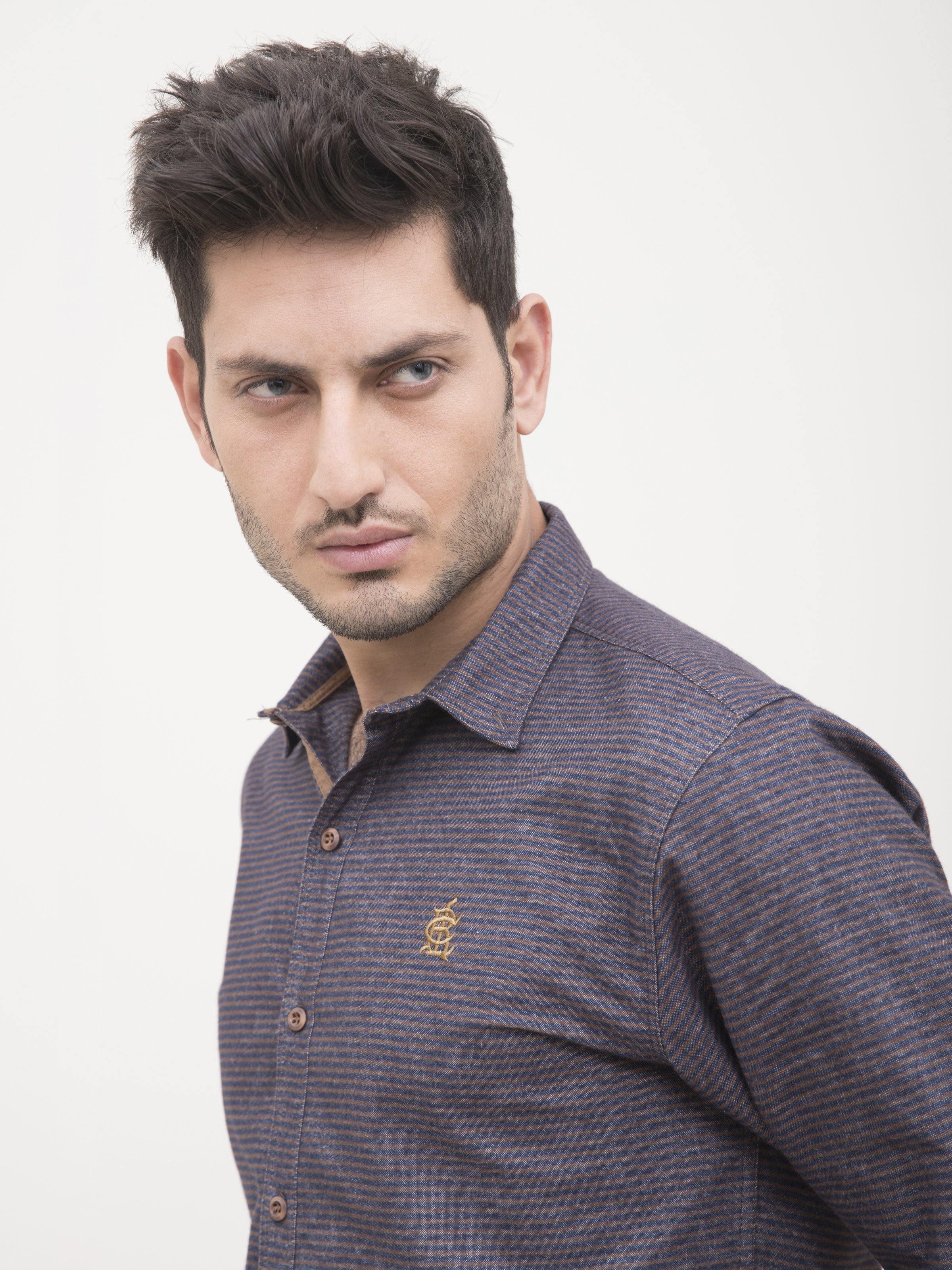 CASUAL SHIRT FULL SLEEVE BROWN BLUE - Image 3