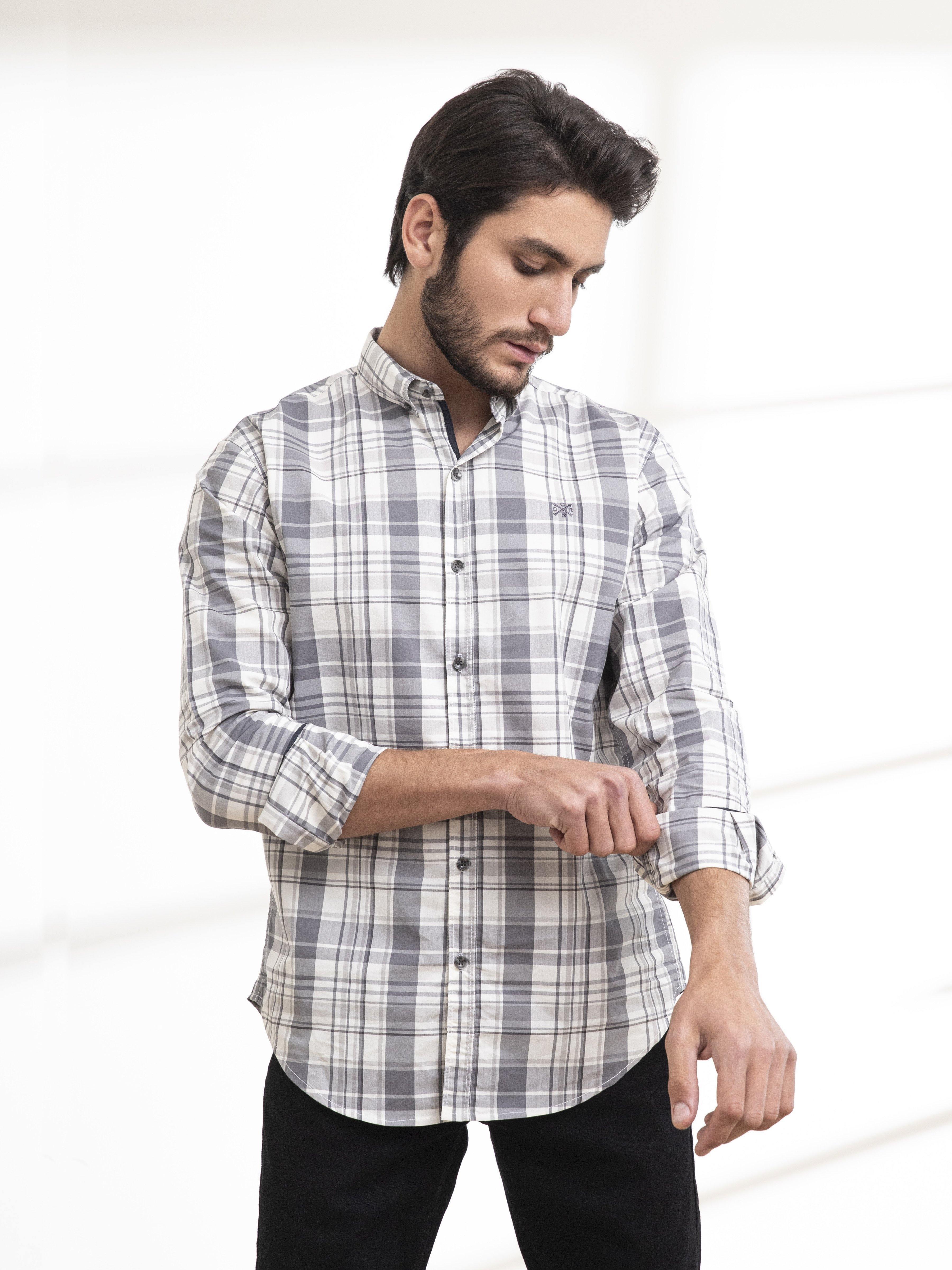 CASUAL SHIRT FULL SLEEVE LIGHT GREY - Image 2