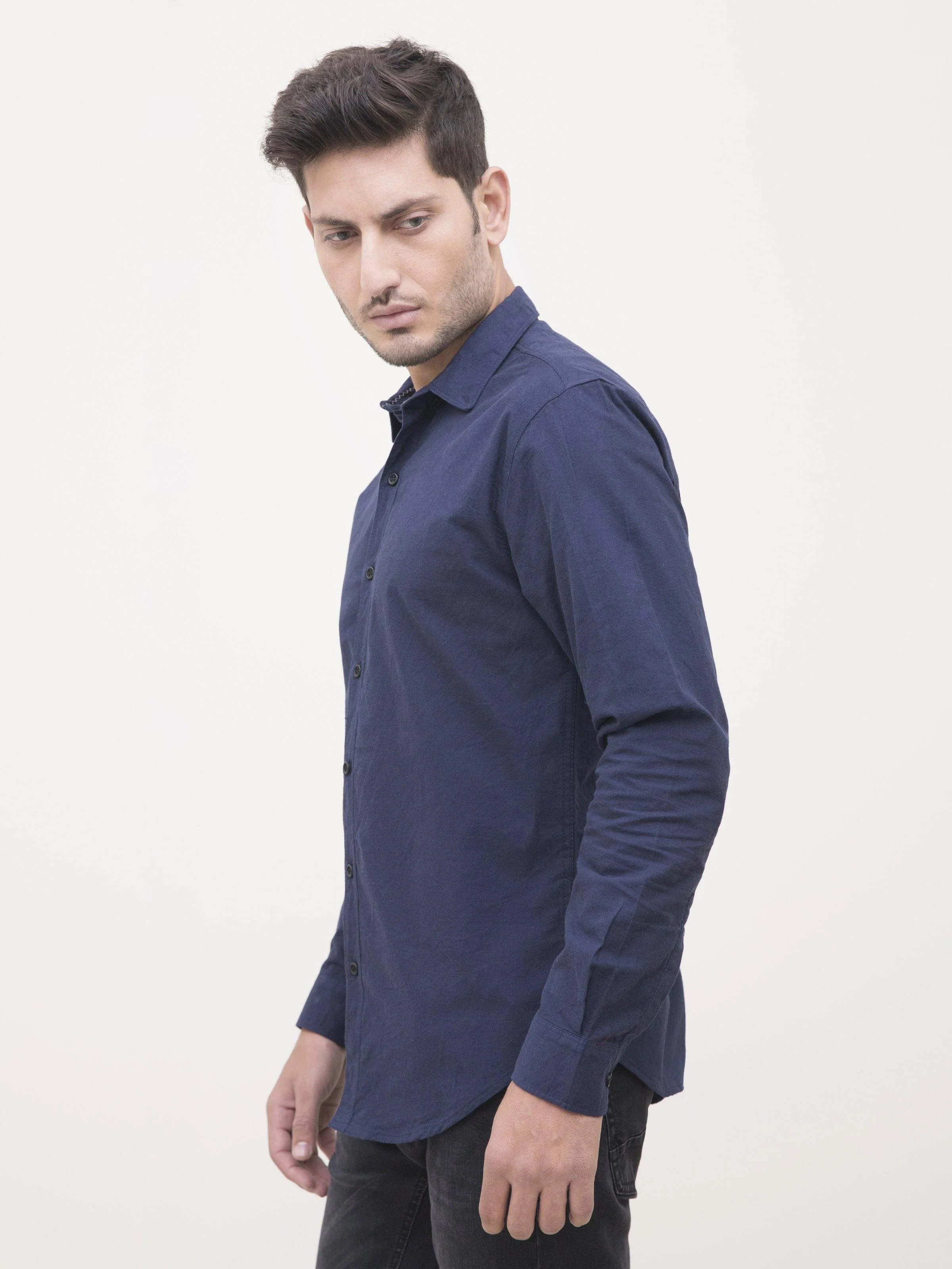 CASUAL SHIRT FULL SLEEVE NAVY BLUE - Image 3