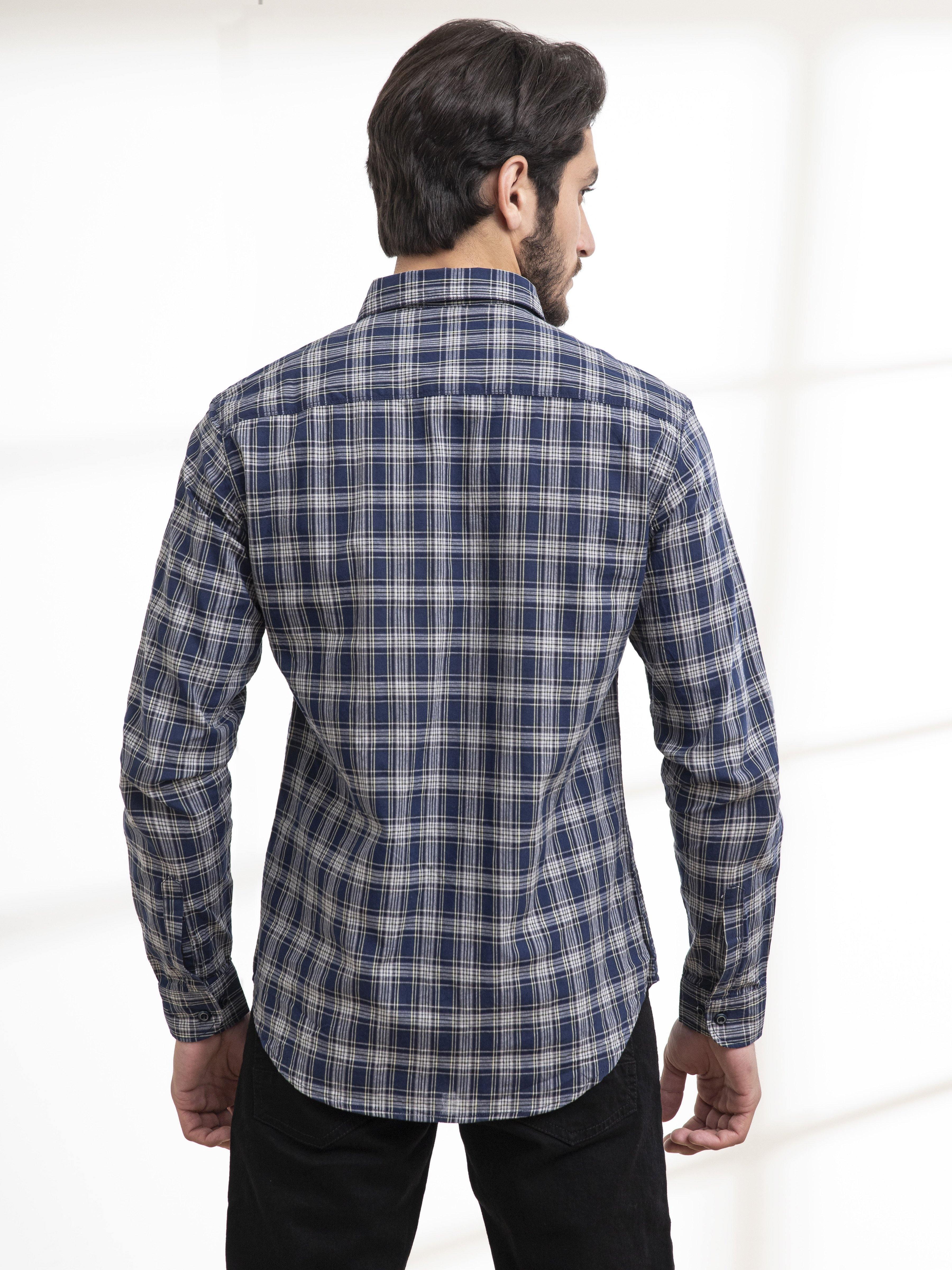 CASUAL SHIRT FULL SLEEVE NAVY CHECK - Image 4