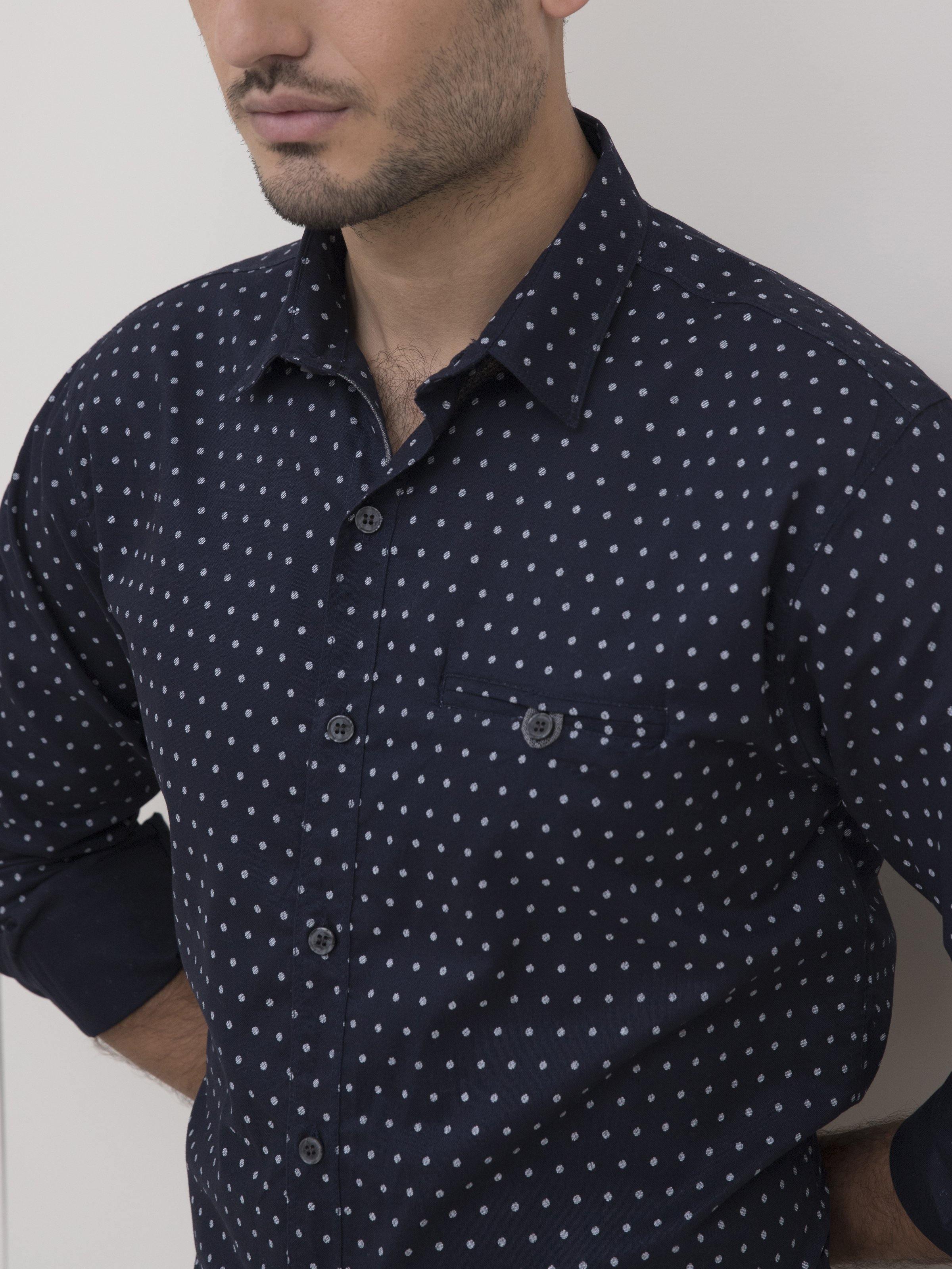 CASUAL SHIRT FULL SLEEVE NAVY WHITE - Image 5
