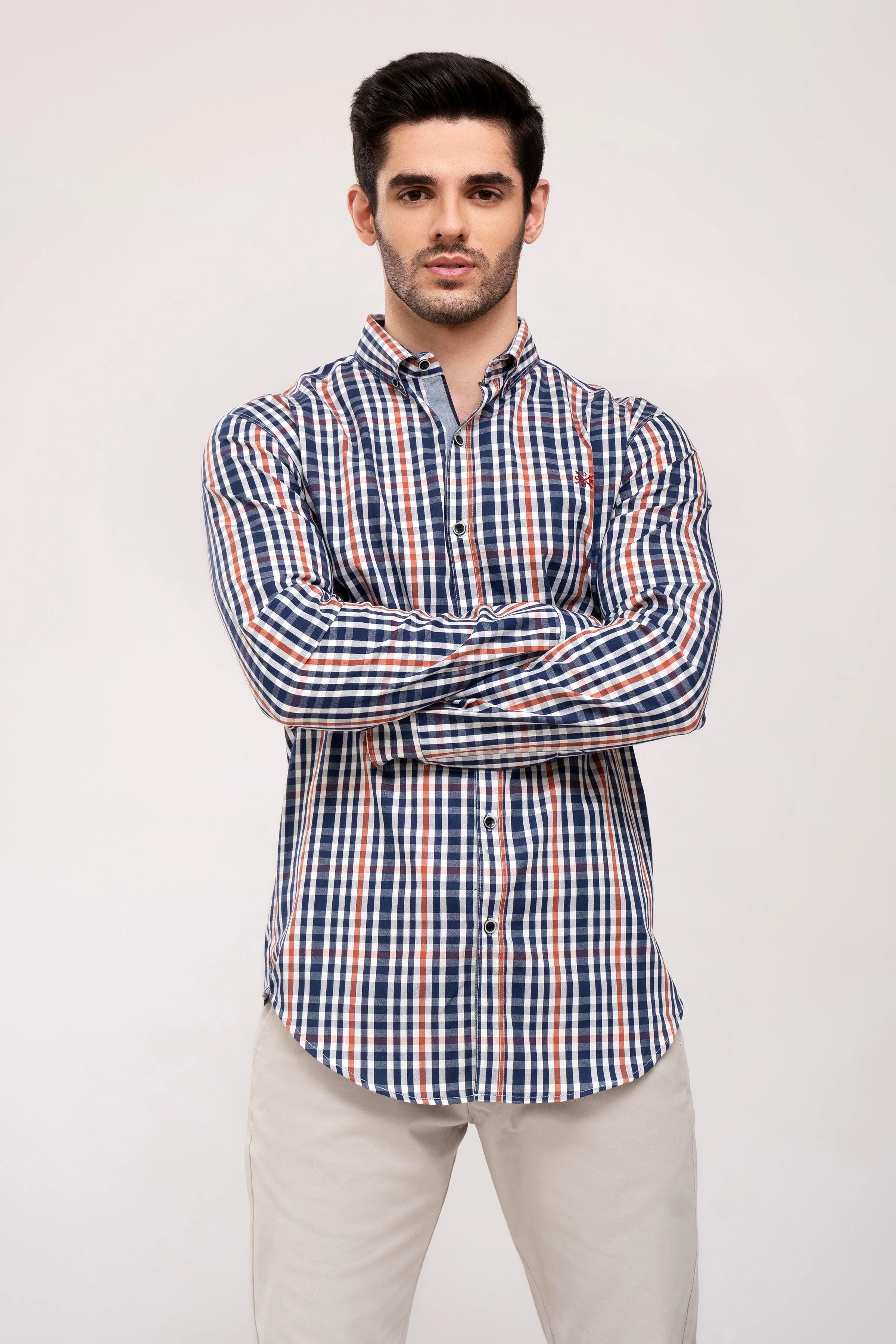CASUAL SHIRT FULL SLEEVE NAVY WHITE CHECK - Image 3