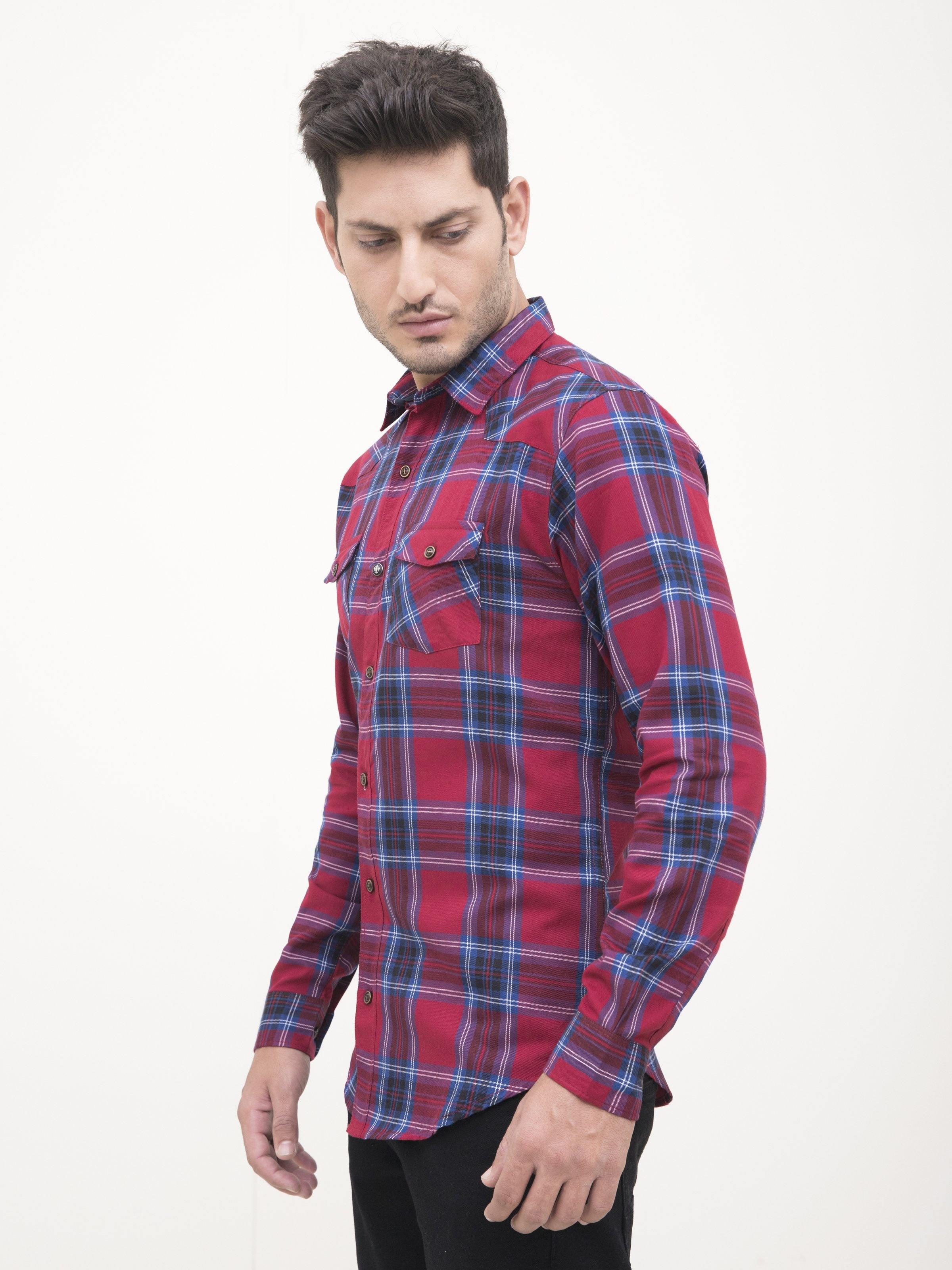 CASUAL SHIRT FULL SLEEVE RED CHECK - Image 2