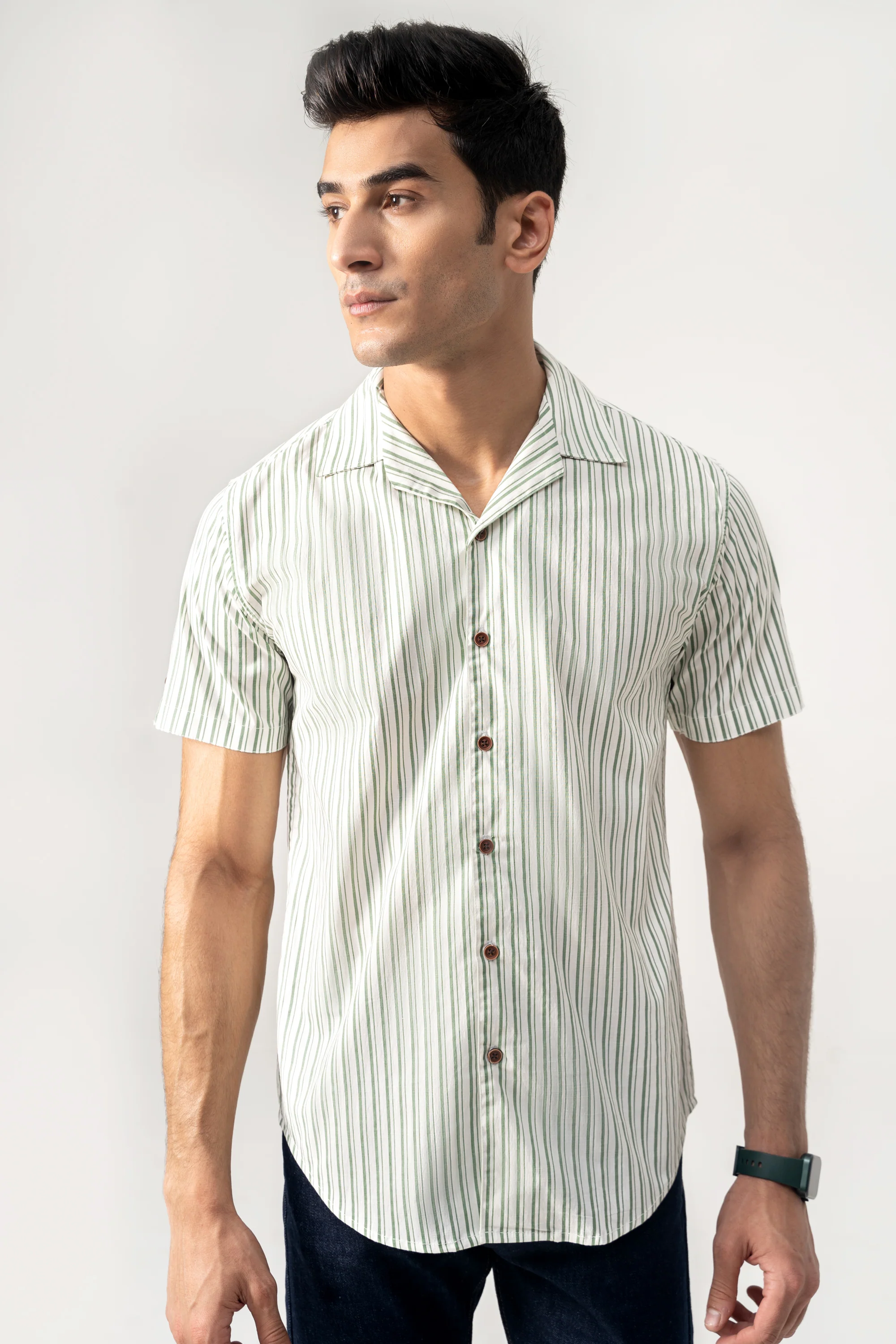CASUAL SHIRT GREEN STRIPES - Image 4