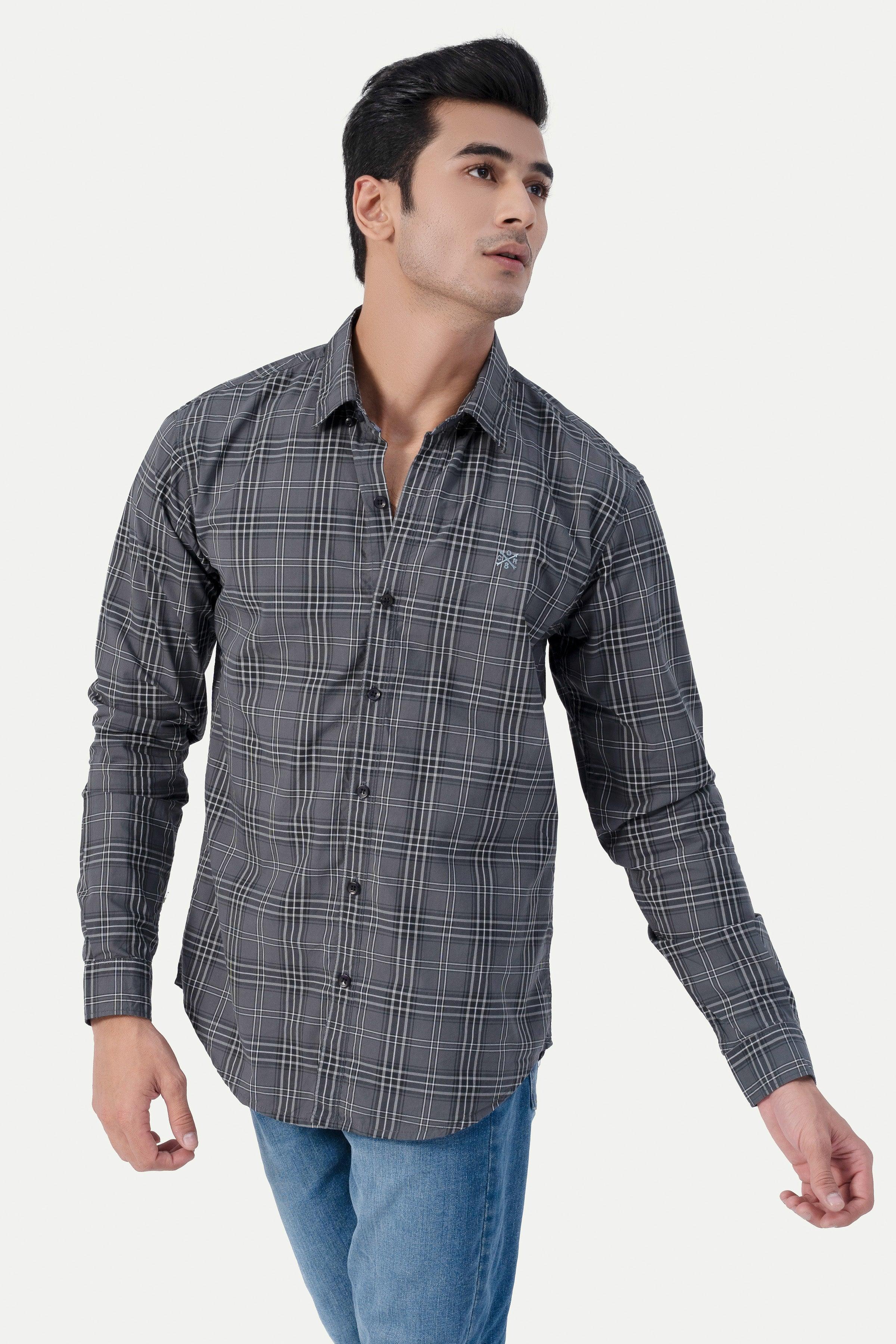 CASUAL SHIRT GREY CHECK - Image 3