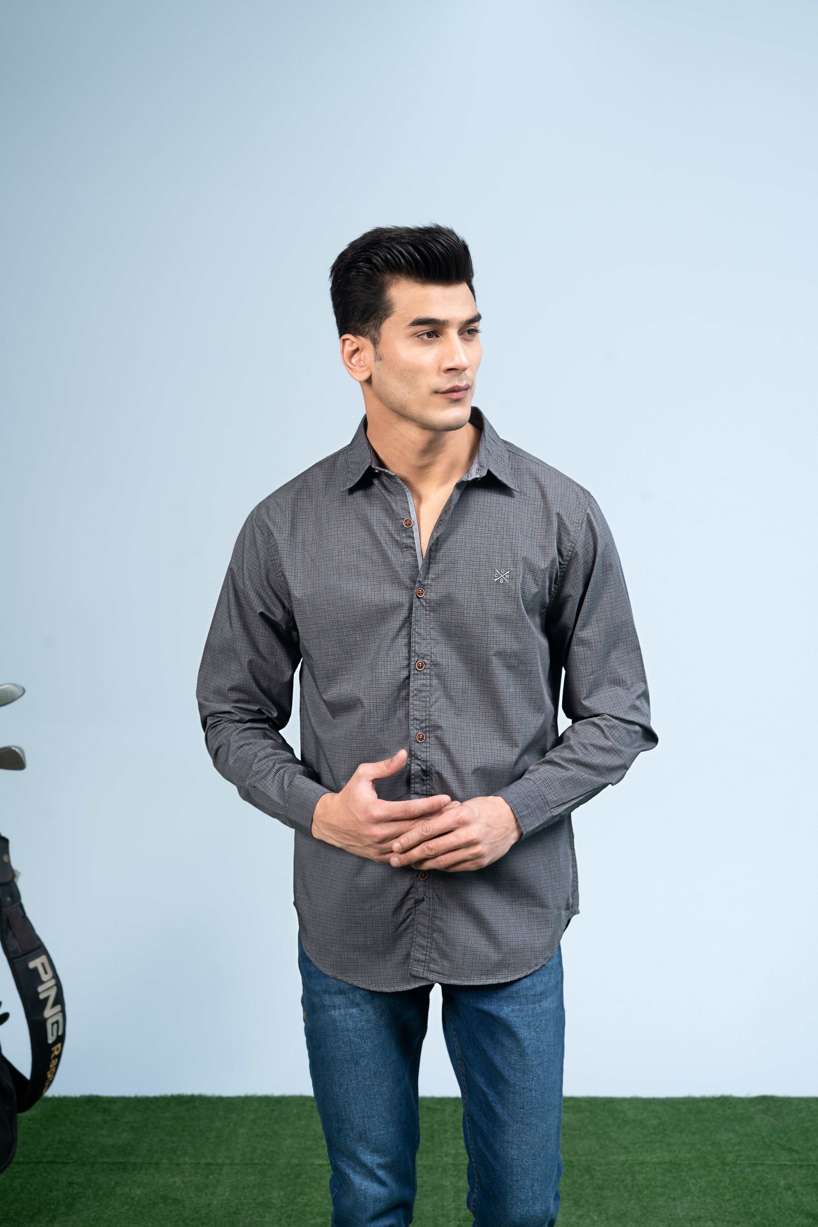 CASUAL SHIRT GREY CHECK - Image 2