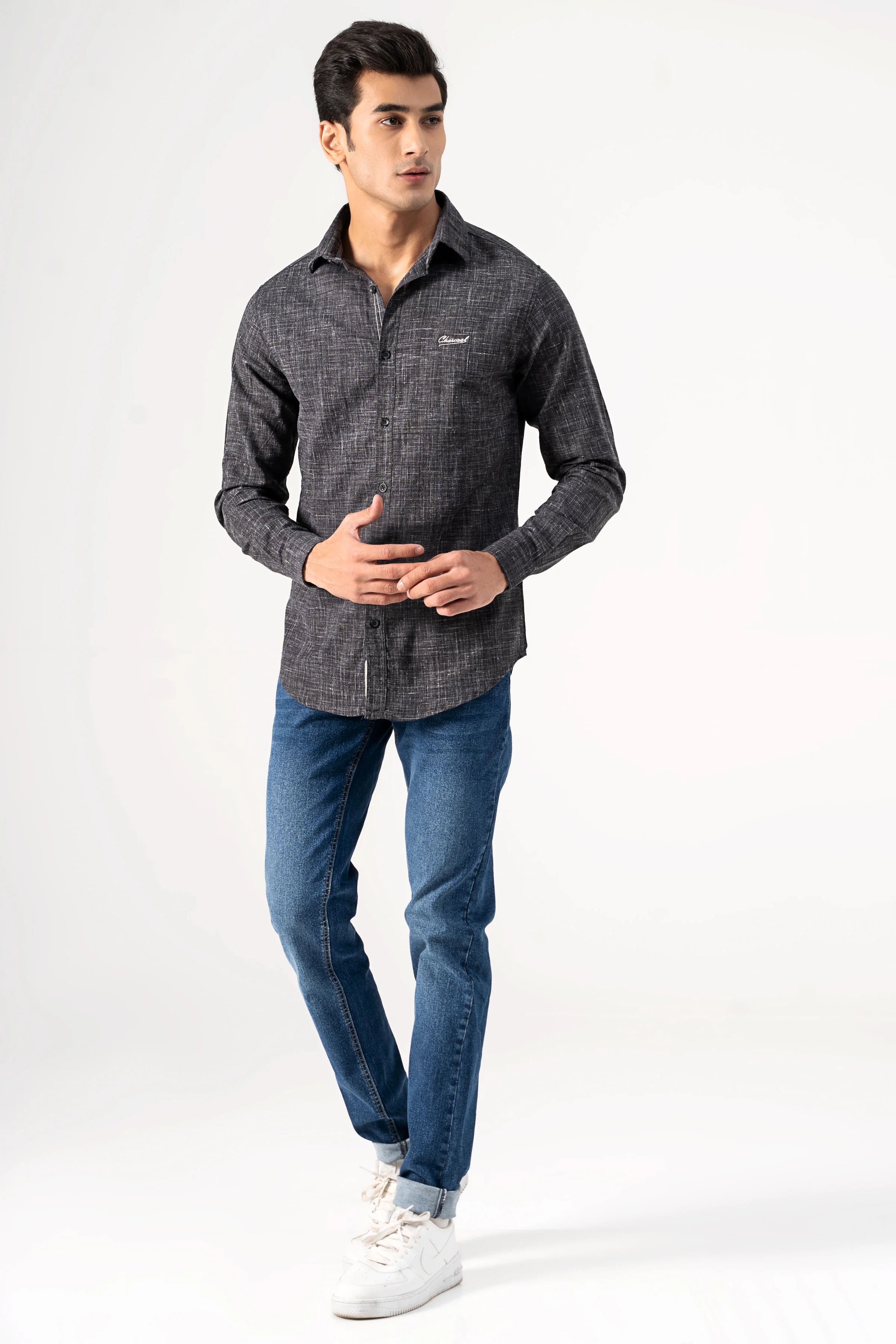 CASUAL SHIRT GREY SELF