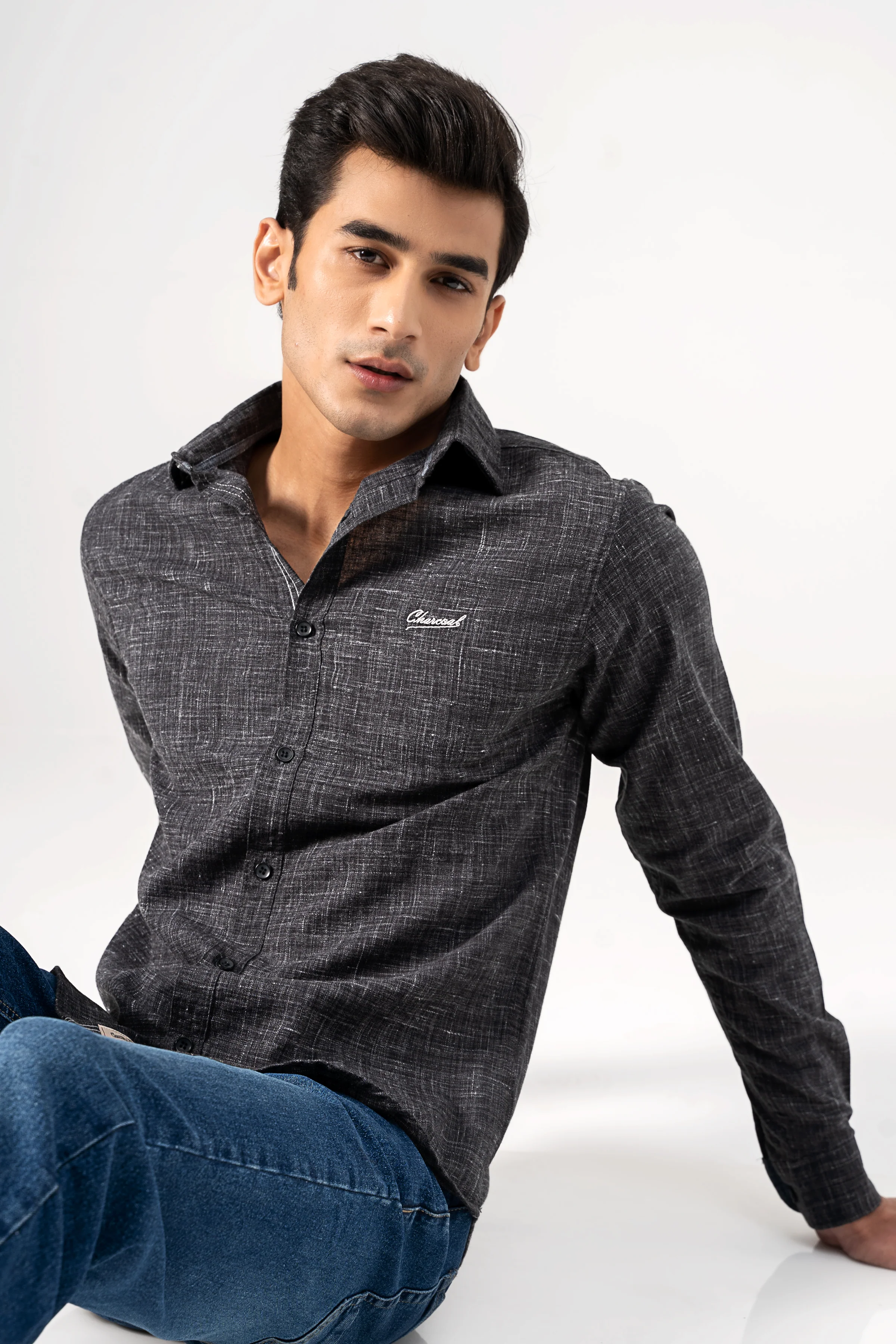 CASUAL SHIRT GREY SELF - Image 2