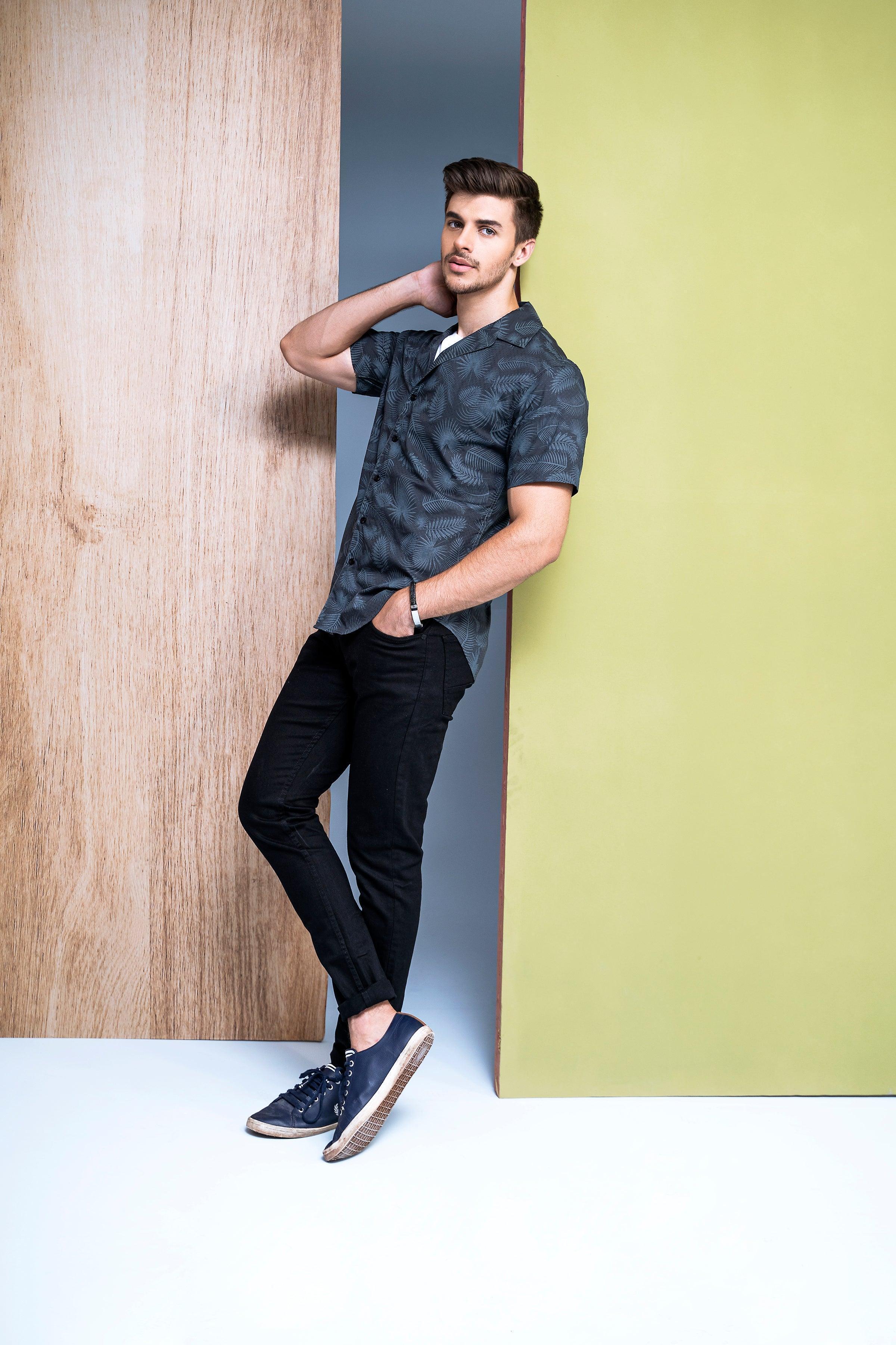 CASUAL SHIRT HALF SLEEVES GREY