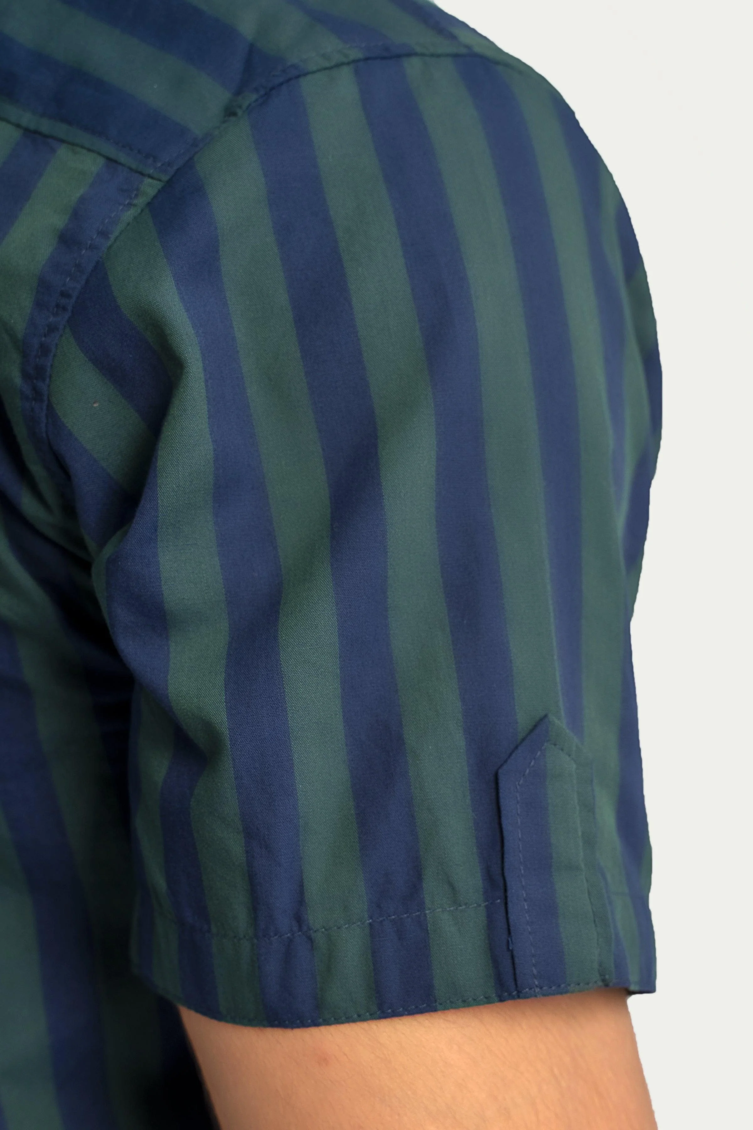 CASUAL SHIRT HALF SLEEVES NAVY GREEN STRIPES - Image 5