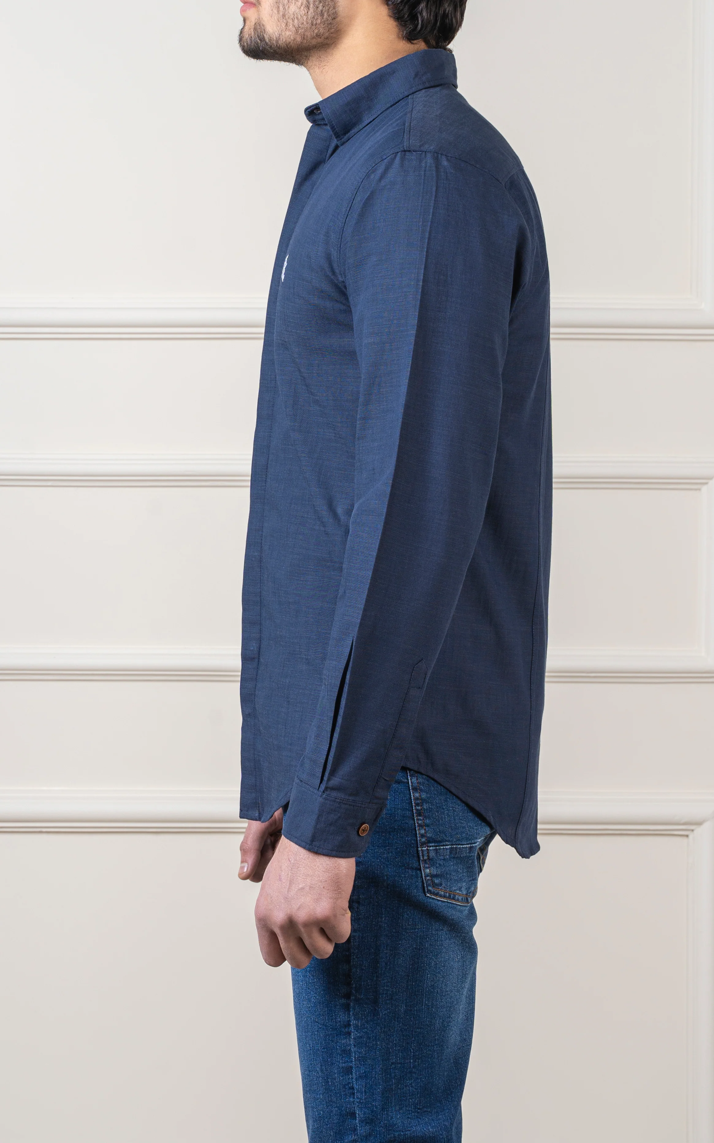 CASUAL SHIRT HIDDEN BUTTON DOWN COLLAR NAVY - Image 3