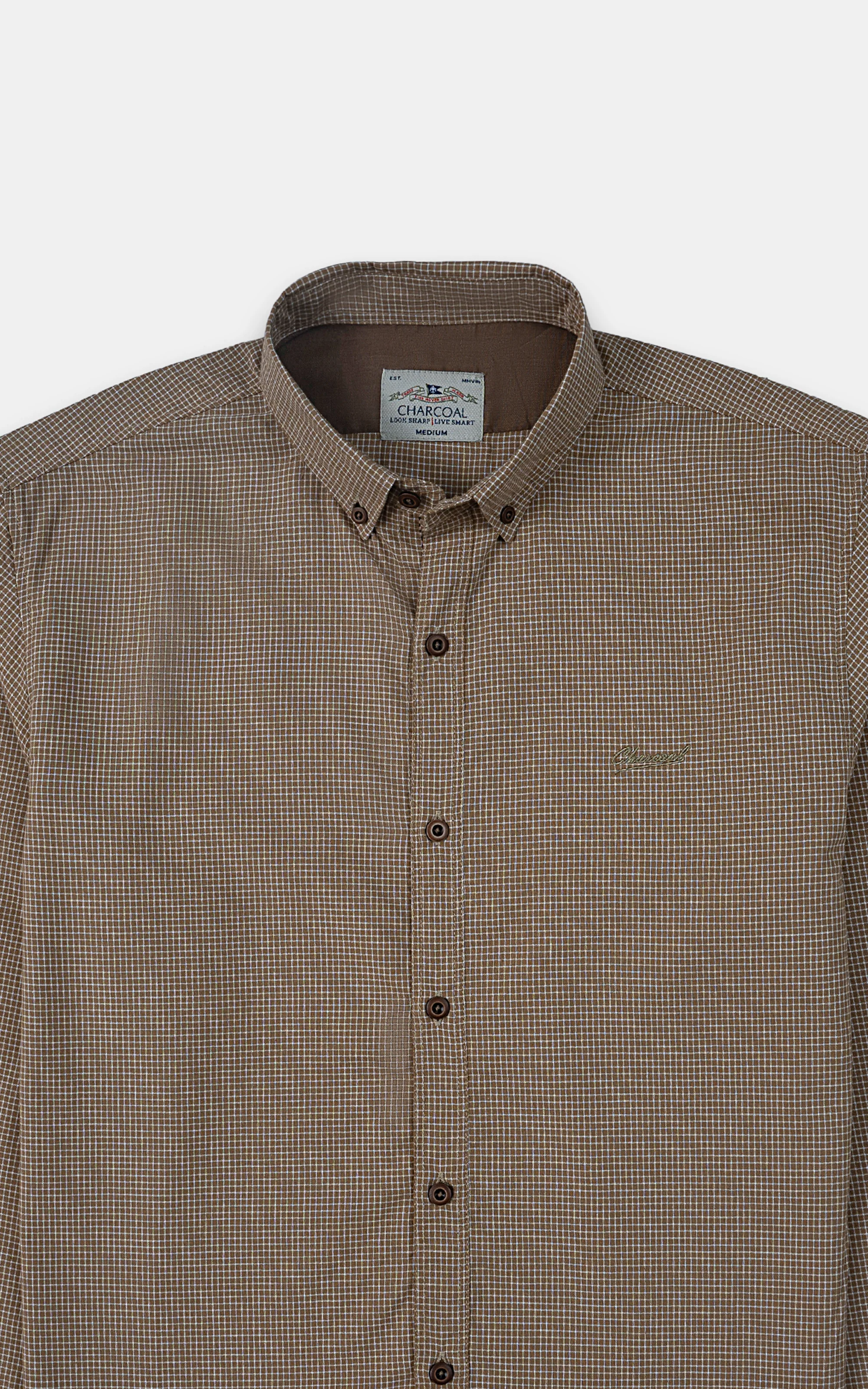 CASUAL SHIRT KHAKI CHECK - Image 2