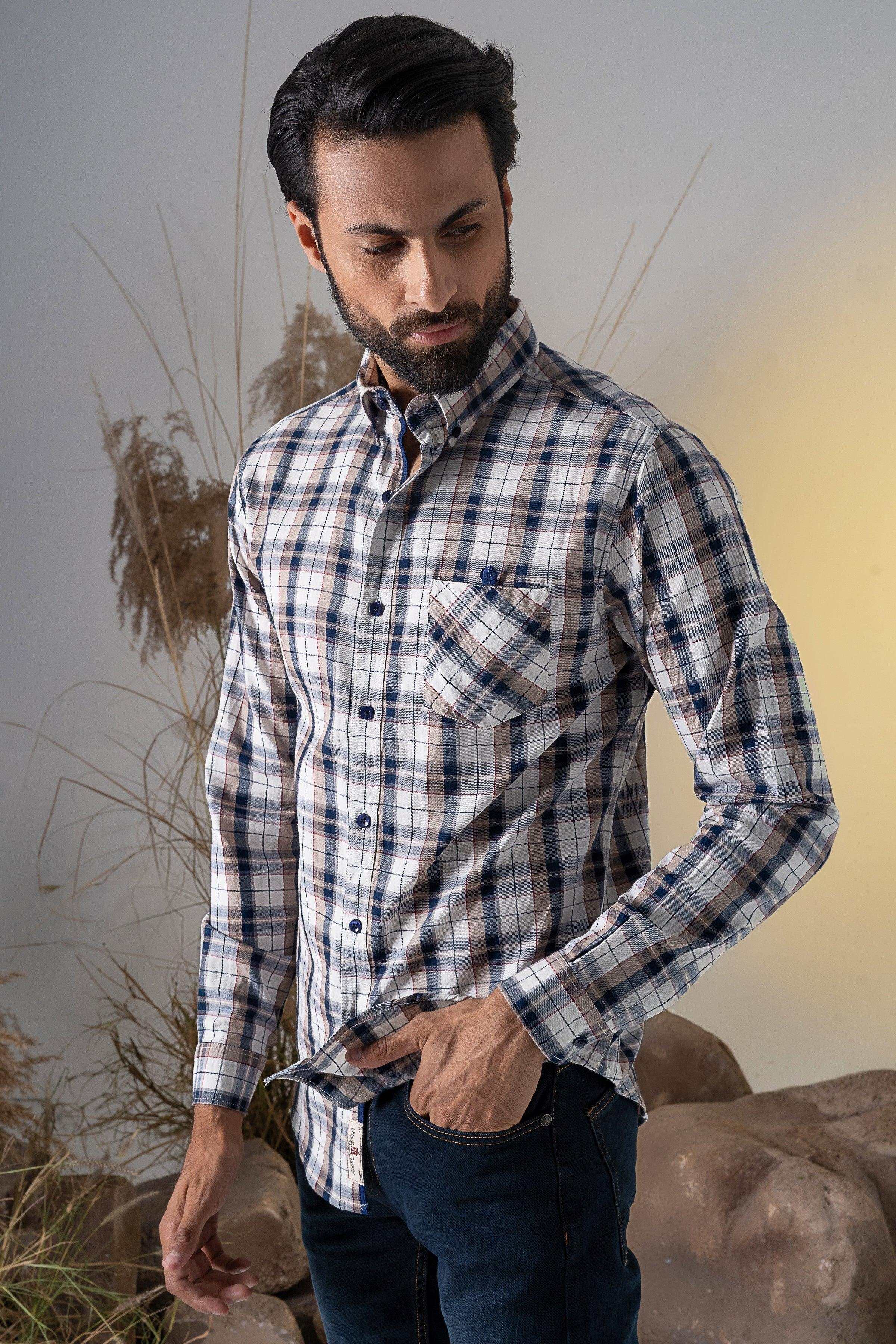 CASUAL SHIRT KHAKI NAVY - Image 4