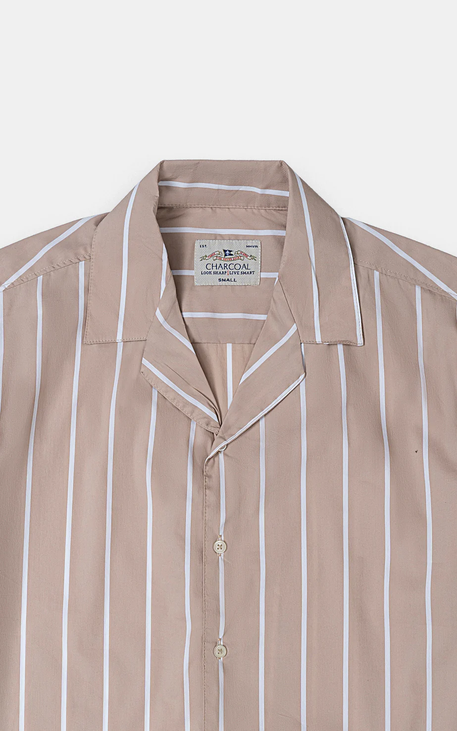 CASUAL SHIRT KHAKI WHITE STRIPES - Image 2