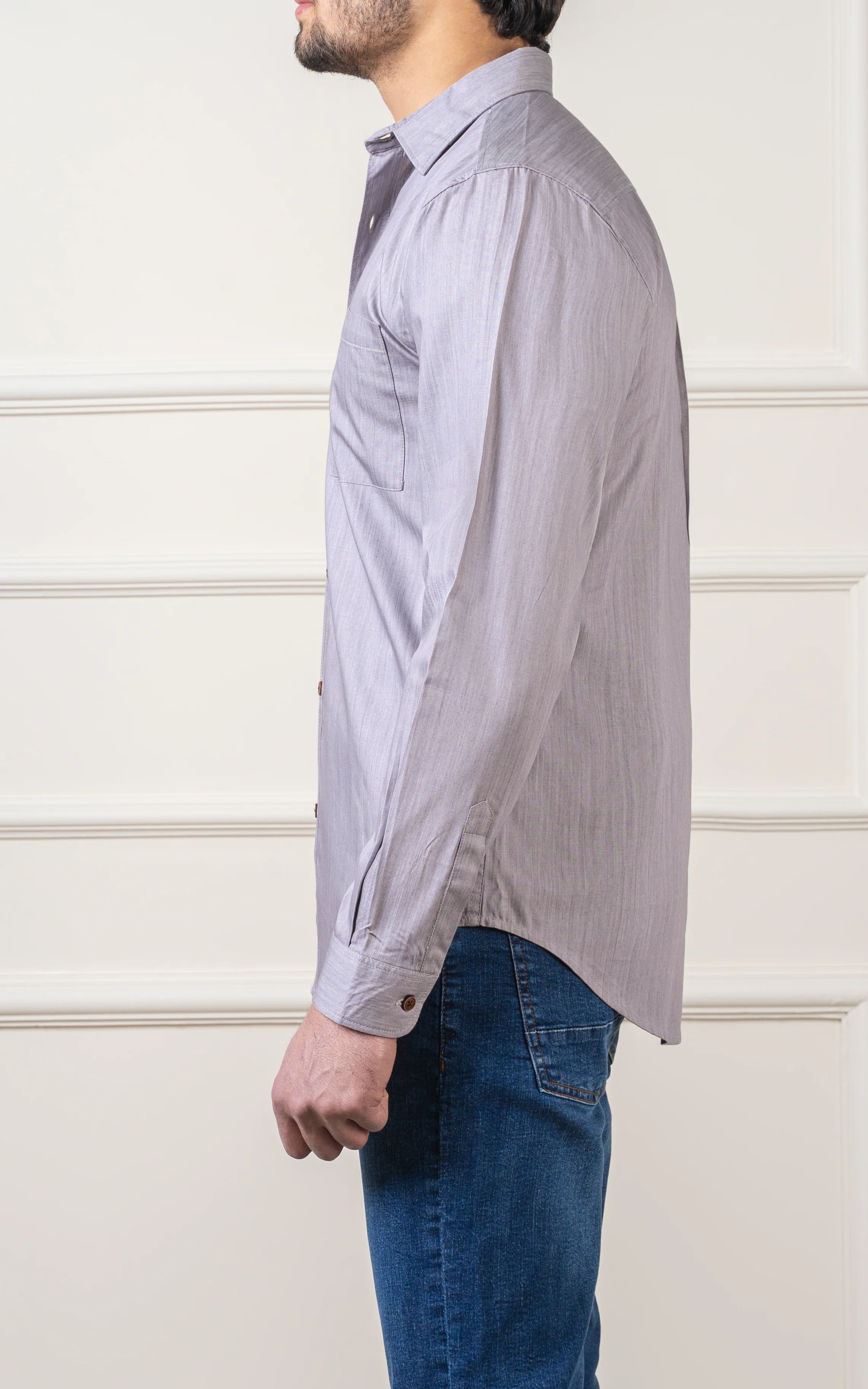 CASUAL SHIRT LIGHT GREY - Image 3