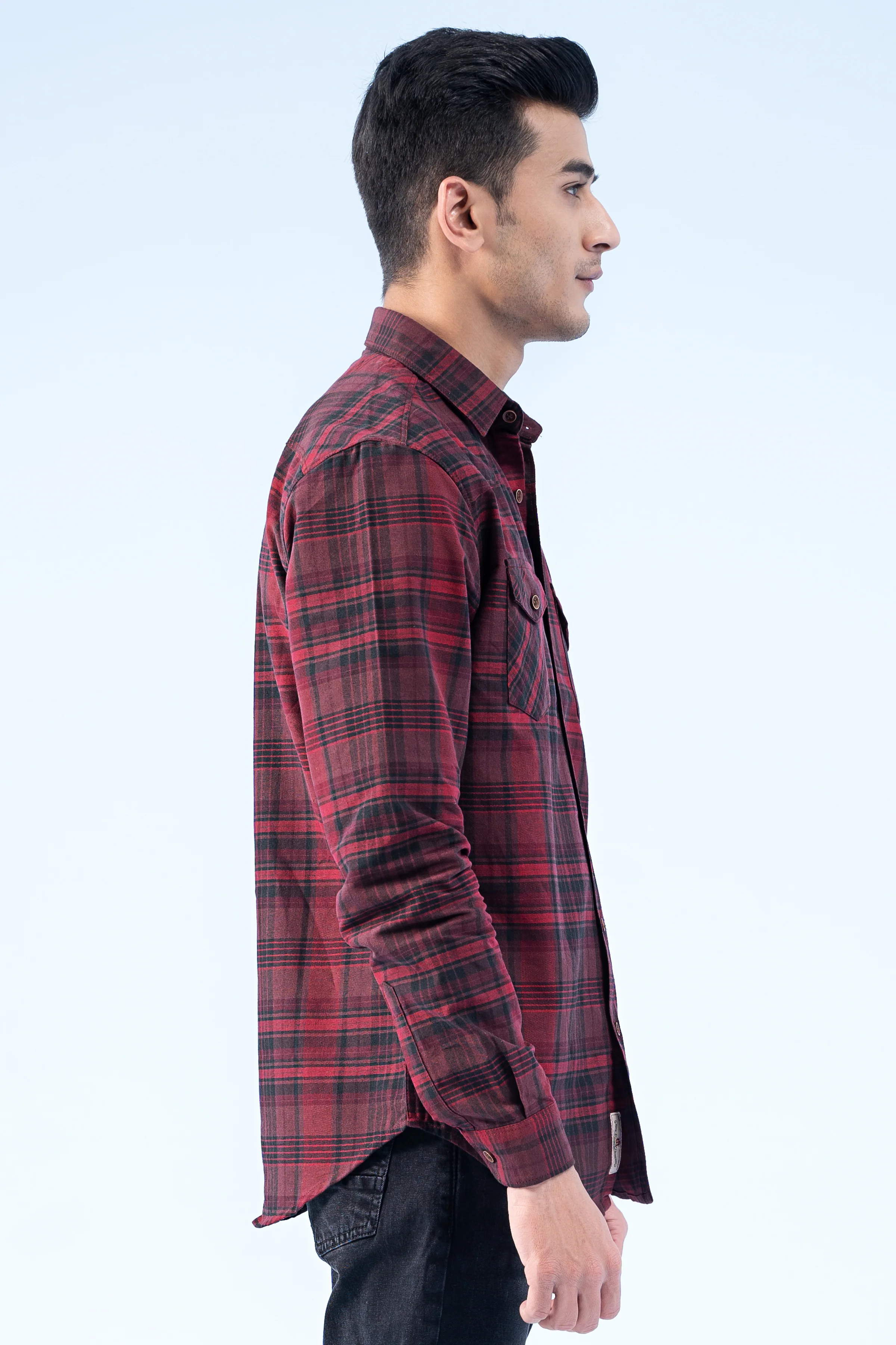 CASUAL SHIRT MAROON CHECK - Image 3