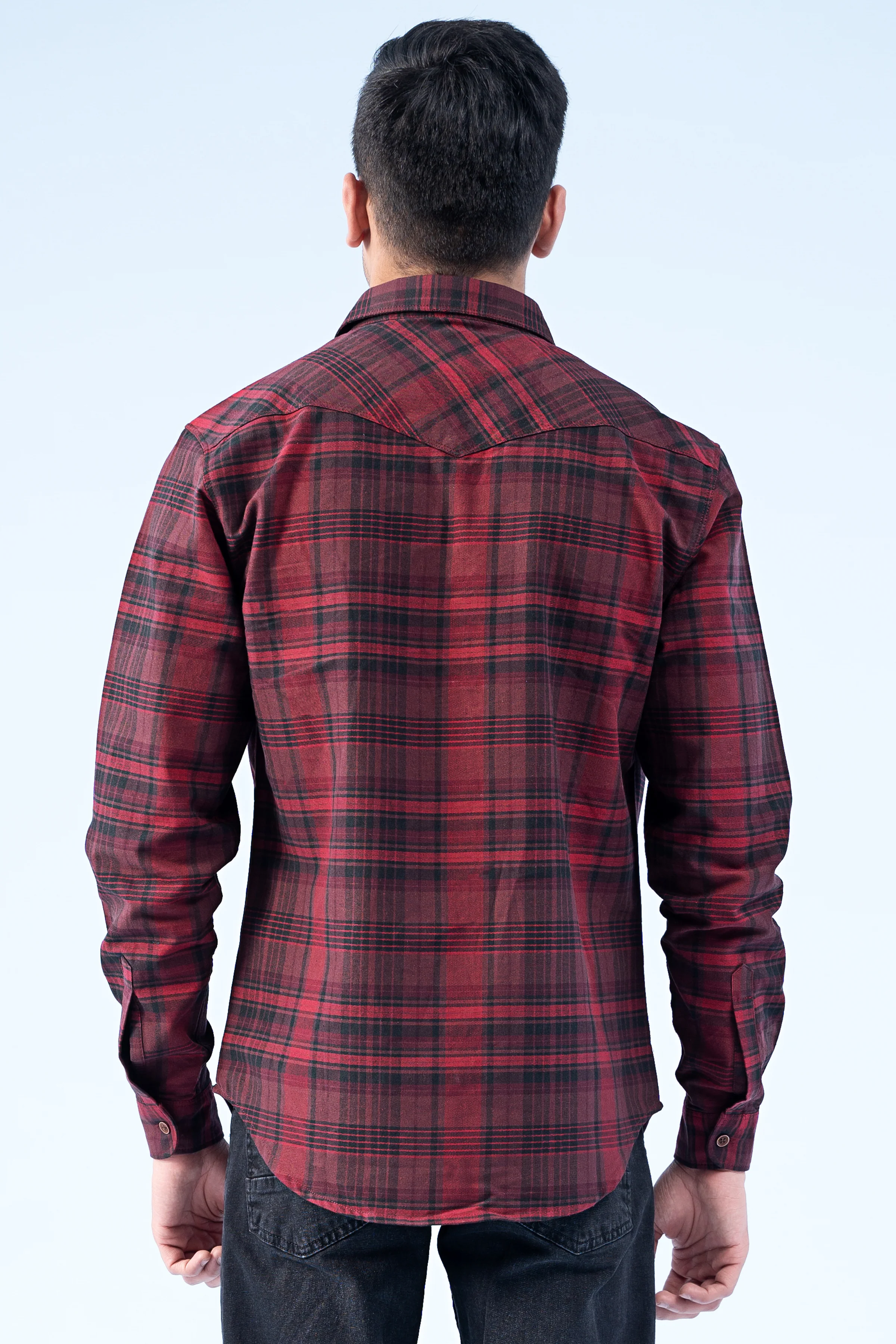 CASUAL SHIRT MAROON CHECK - Image 4
