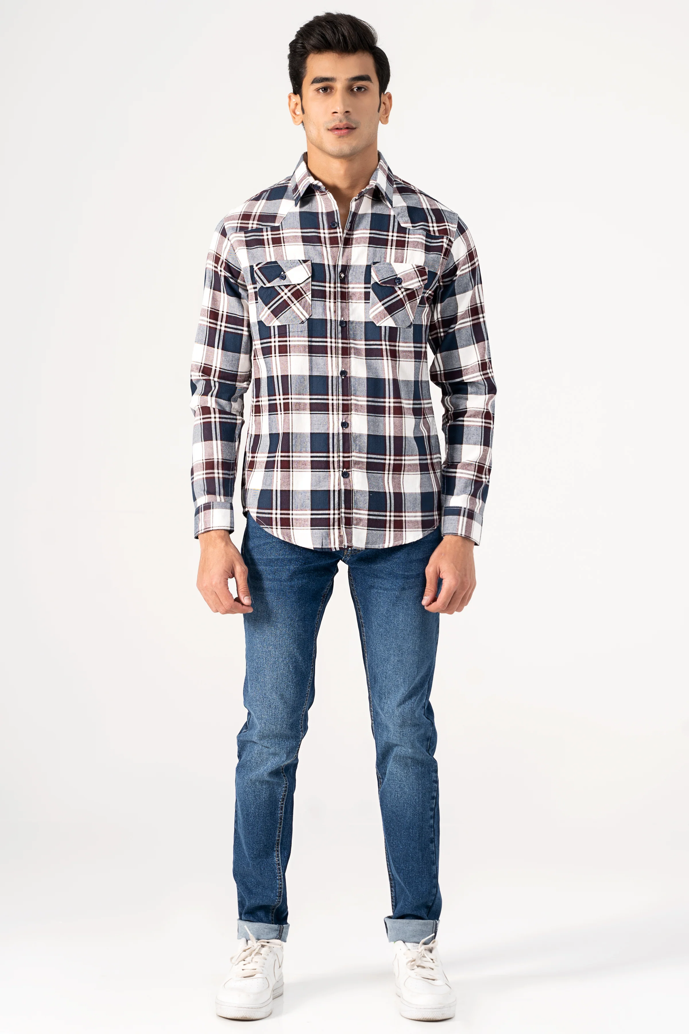 CASUAL SHIRT MAROON NAVY
