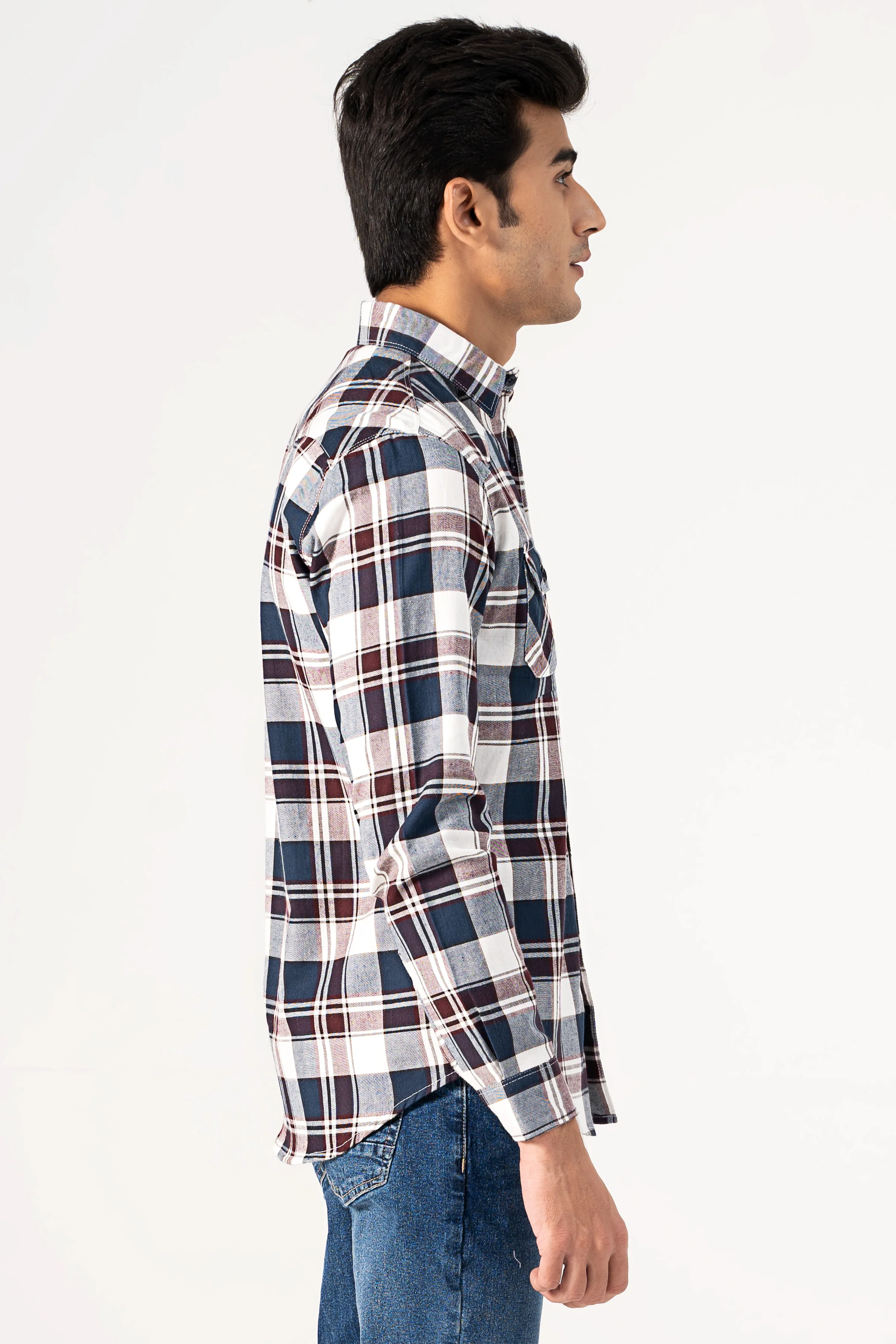CASUAL SHIRT MAROON NAVY - Image 2