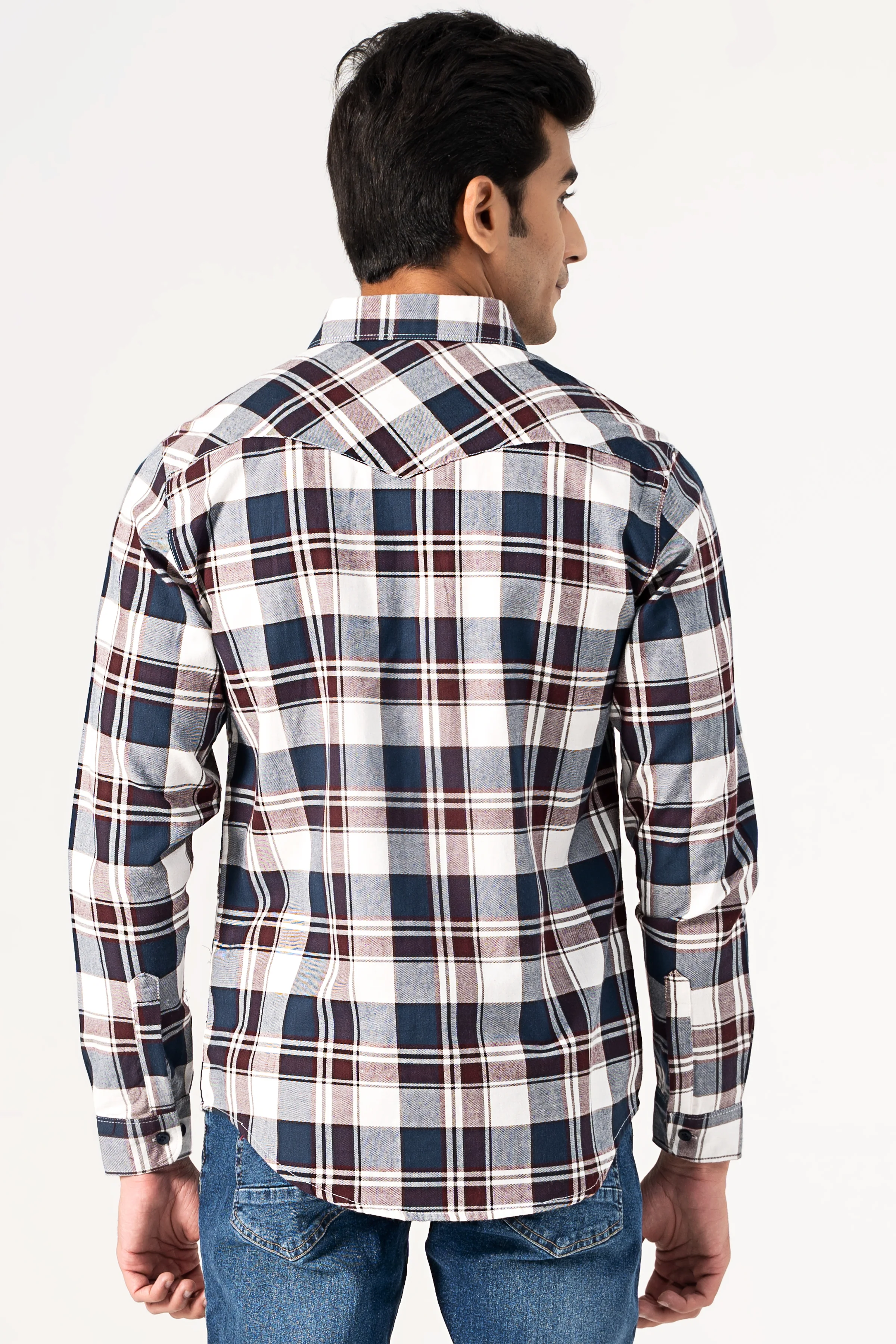CASUAL SHIRT MAROON NAVY - Image 3