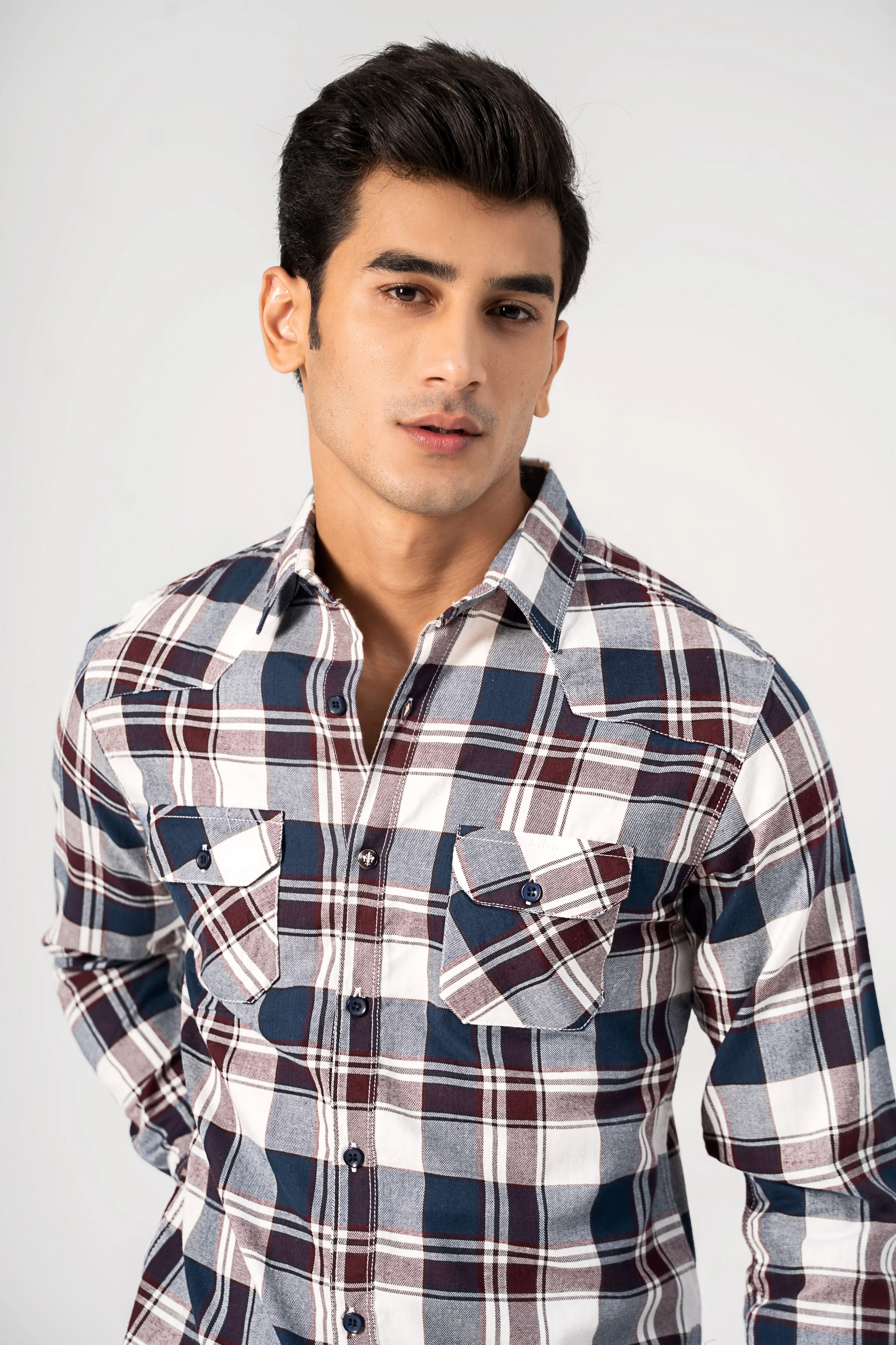 CASUAL SHIRT MAROON NAVY - Image 4