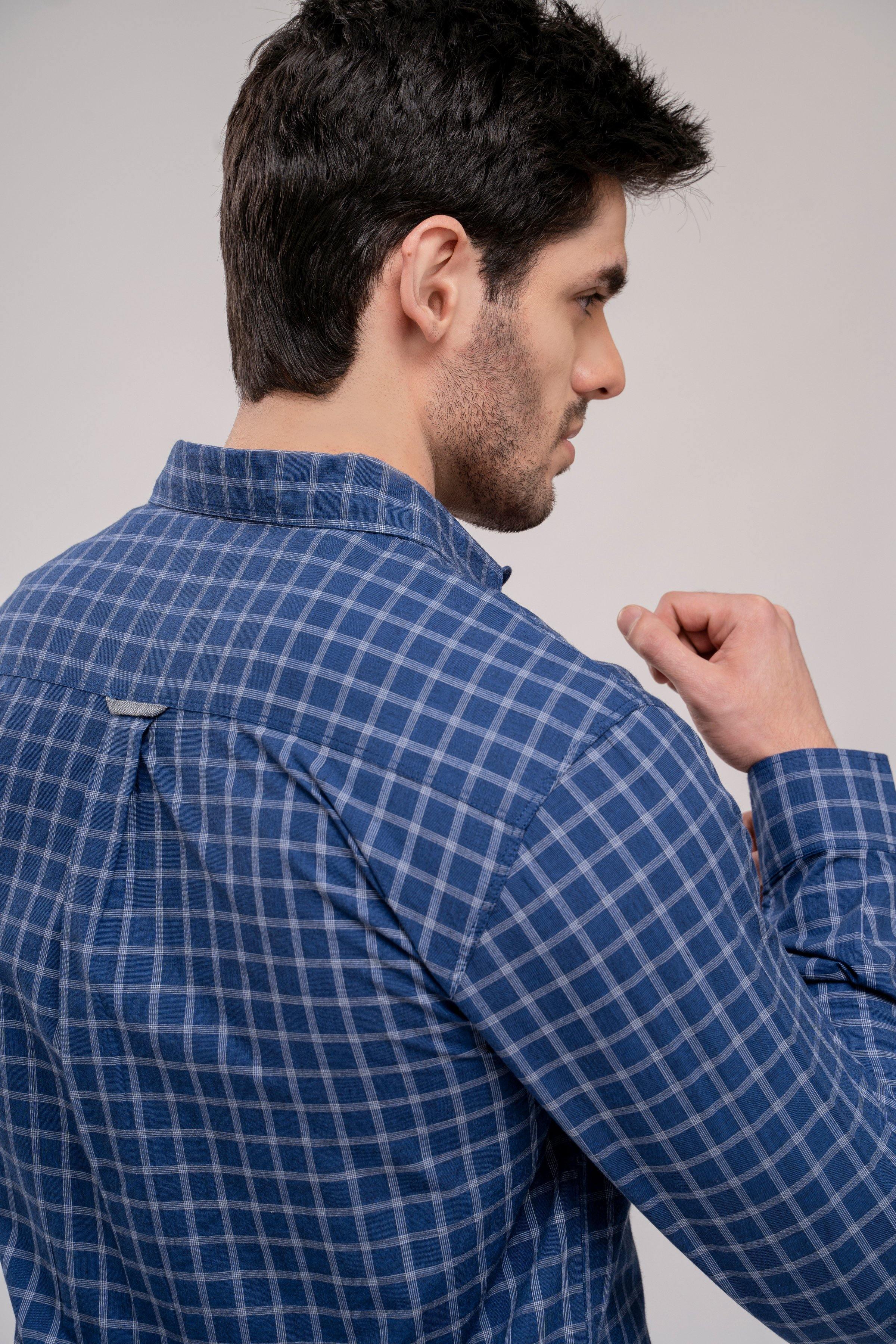 CASUAL SHIRT NAVY CHECK - Image 5