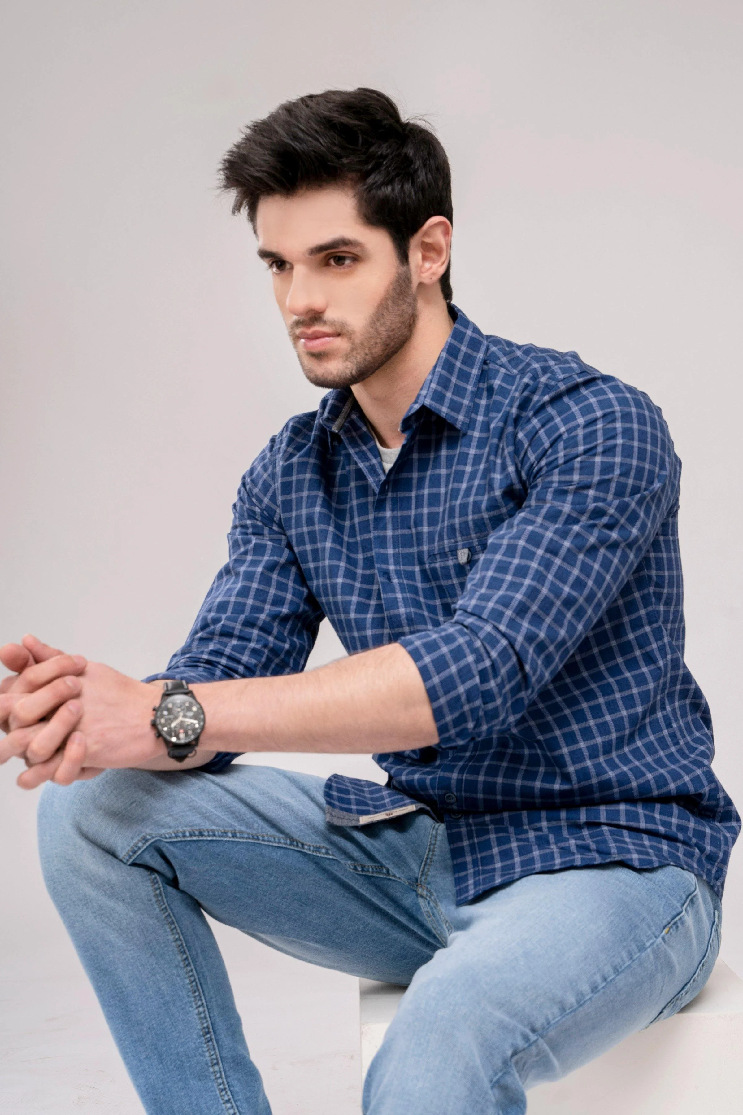 CASUAL SHIRT NAVY CHECK - Image 6