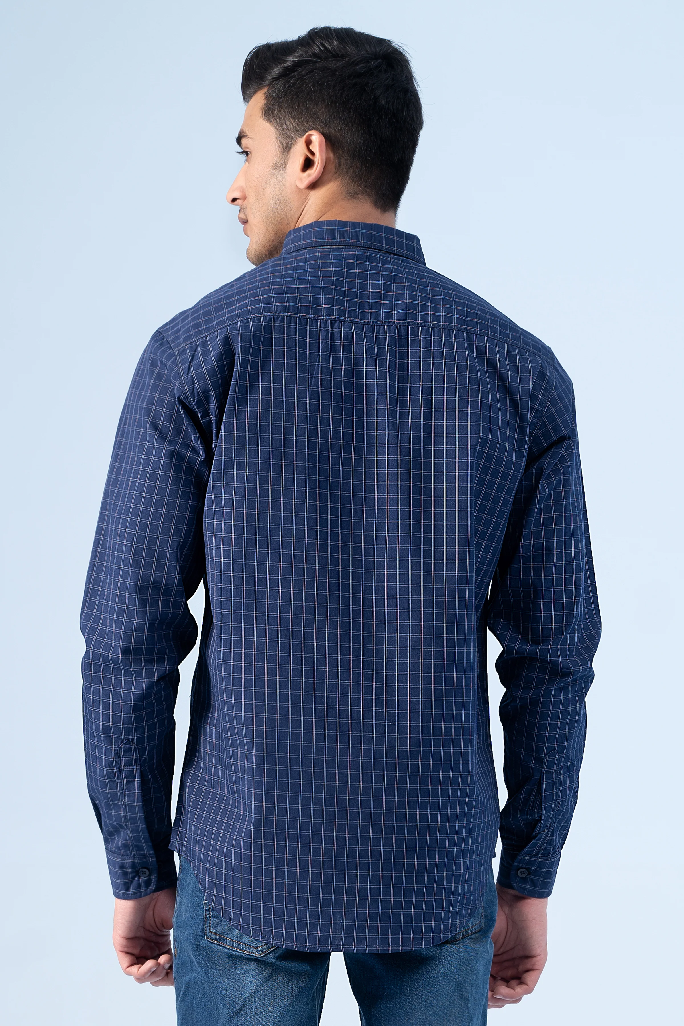 CASUAL SHIRT NAVY CHECK - Image 3