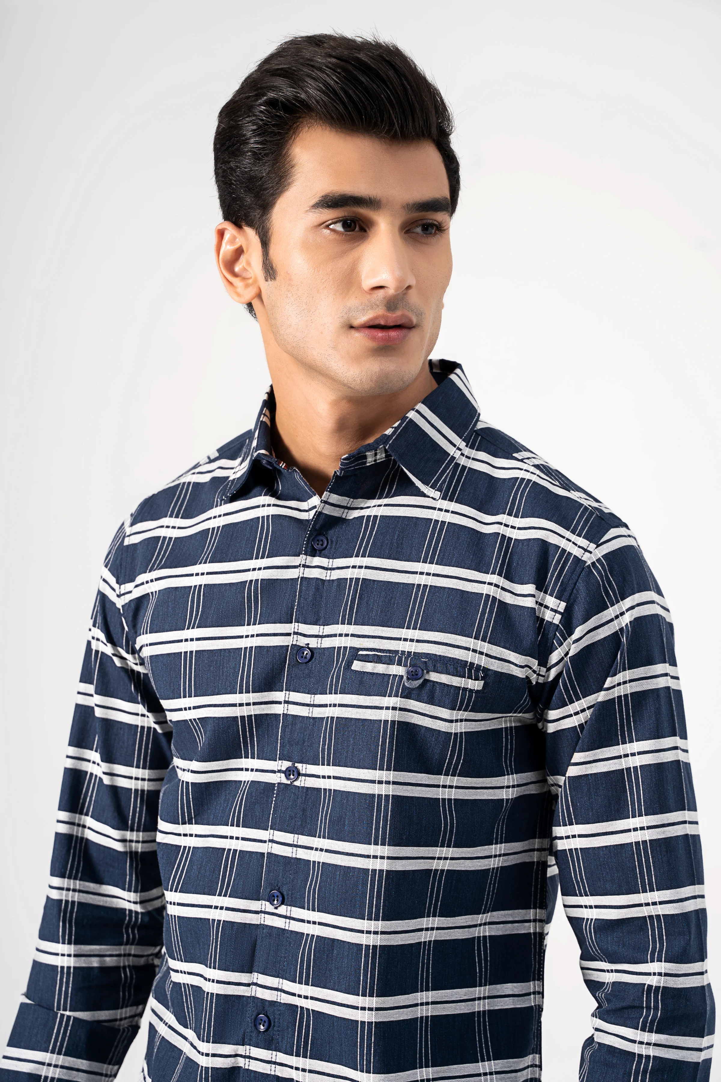 CASUAL SHIRT NAVY CHECK - Image 2
