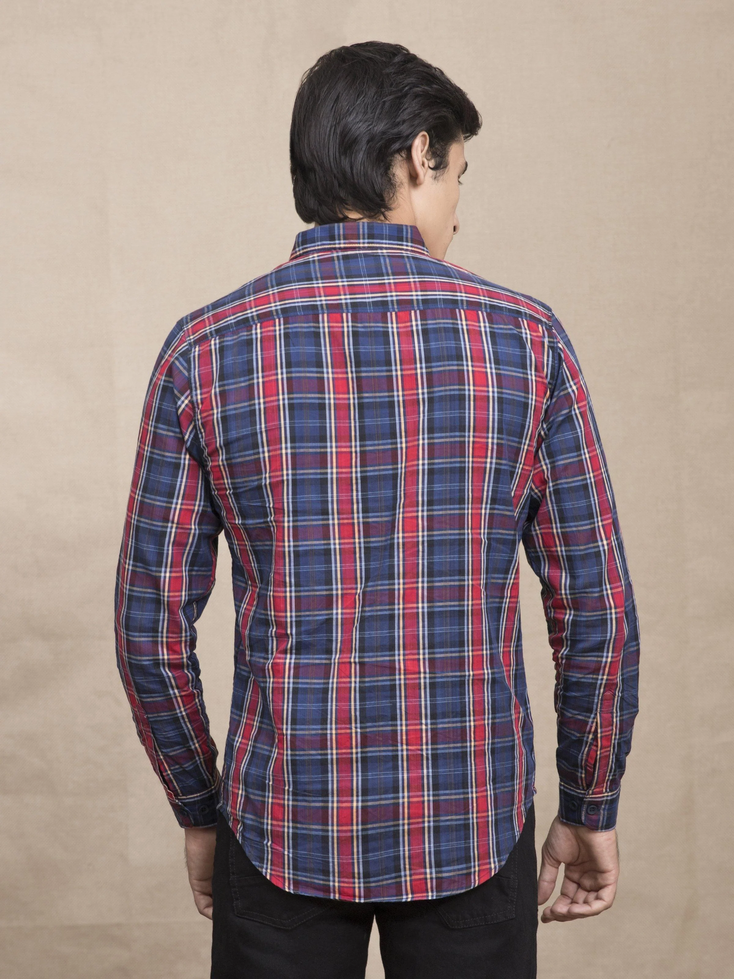 CASUAL SHIRT NAVY CHECK - Image 3