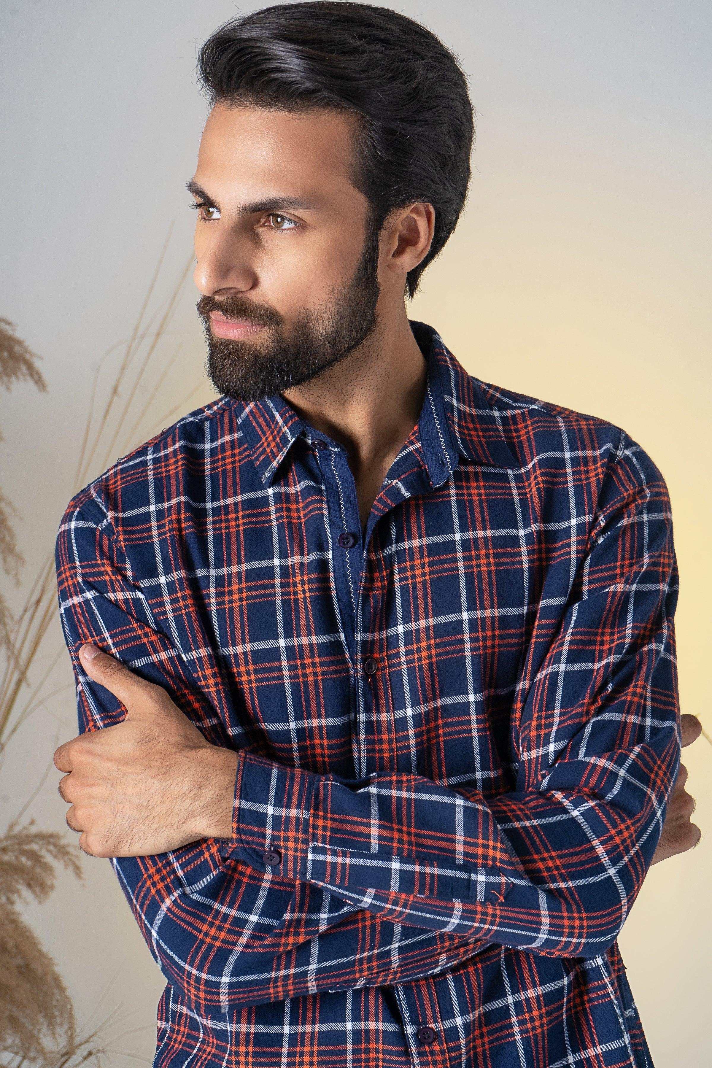 CASUAL SHIRT NAVY CHECK - Image 4