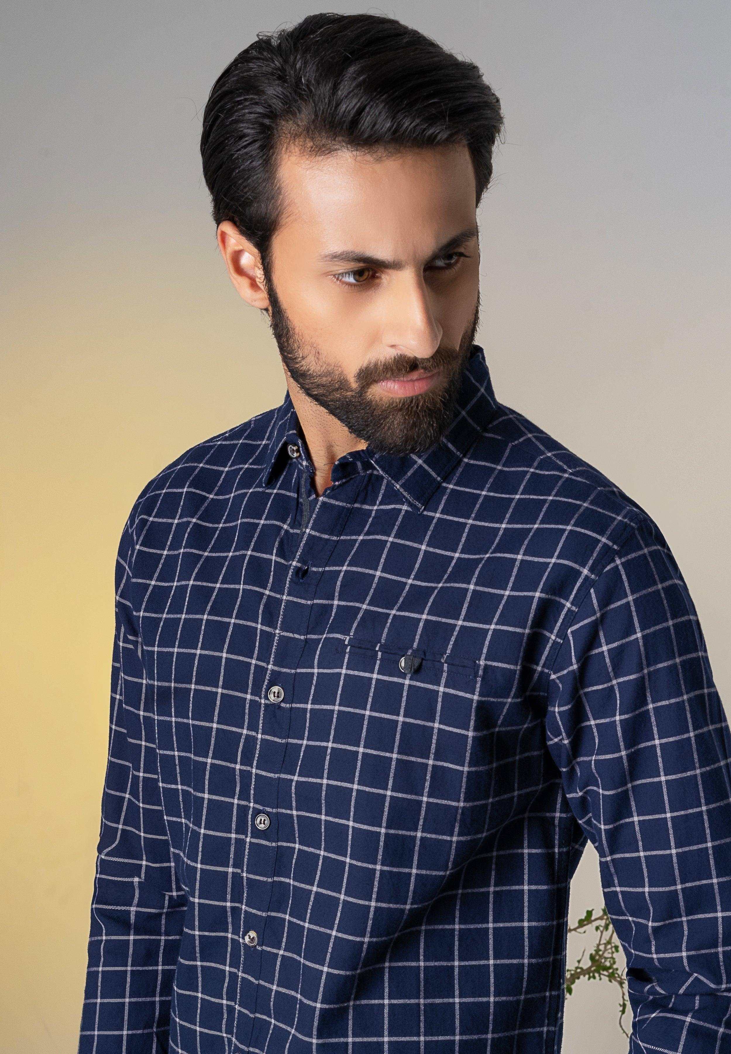 CASUAL SHIRT NAVY CHECK - Image 4