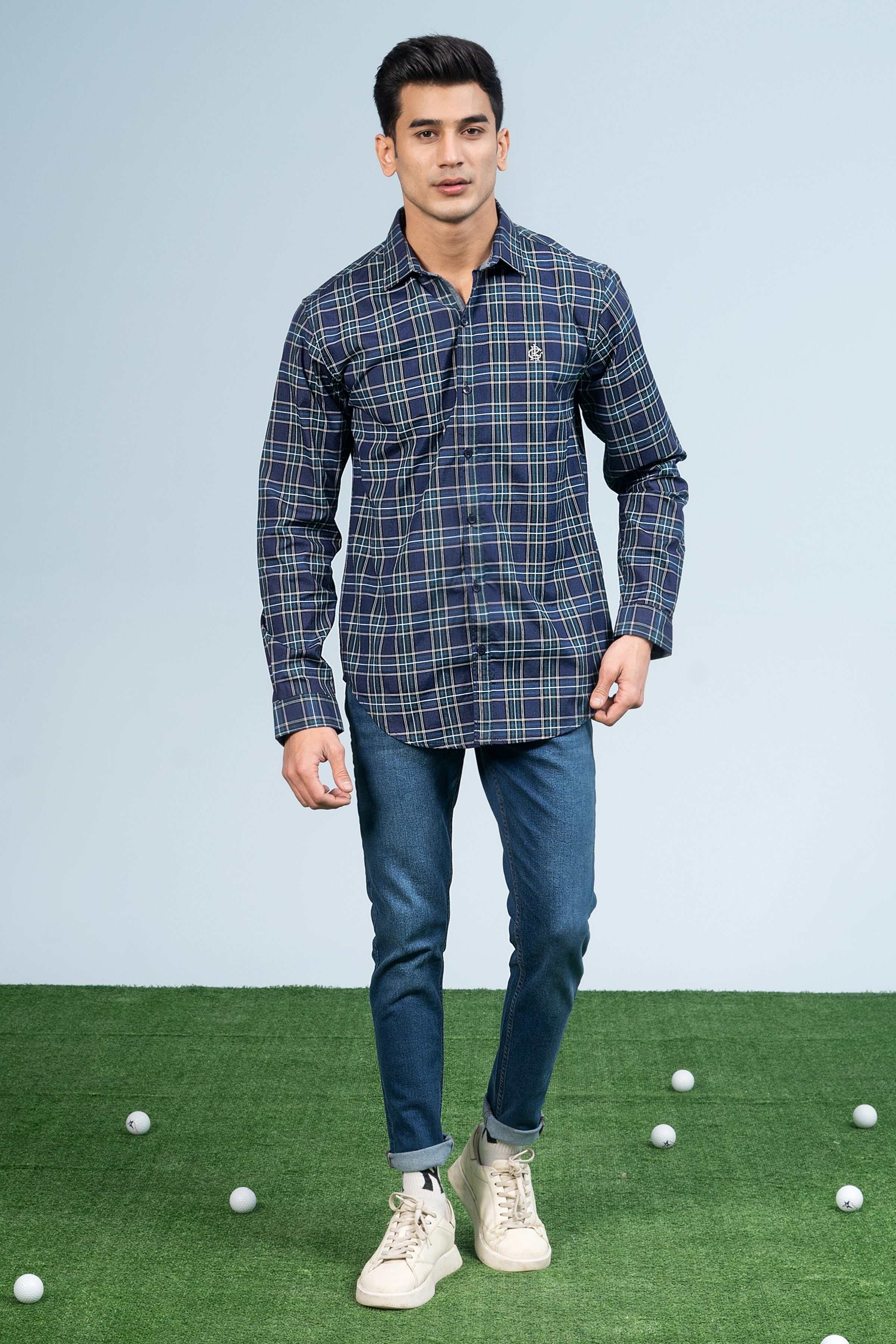 CASUAL SHIRT NAVY GREEN