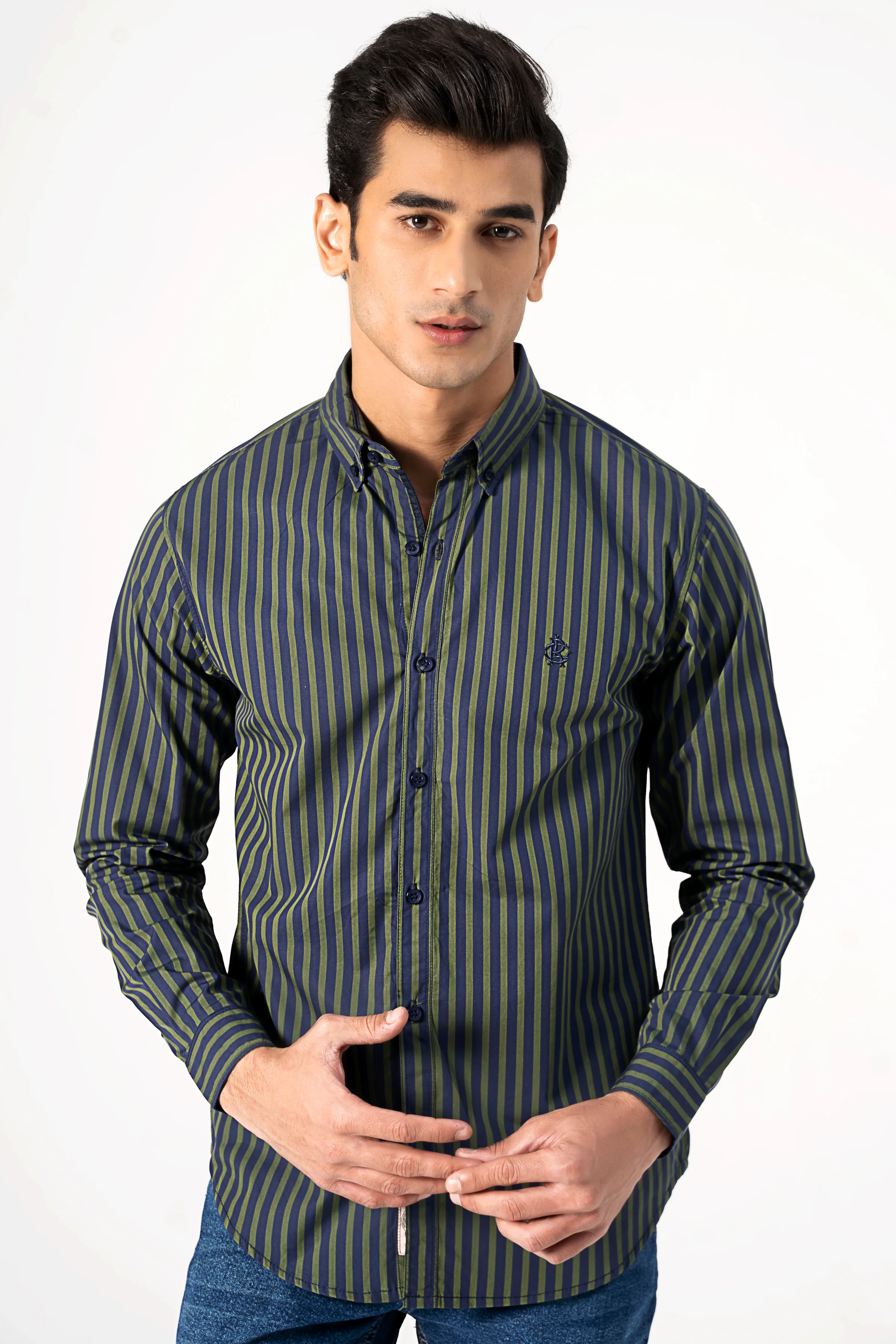 CASUAL SHIRT NAVY GREEN - Image 2