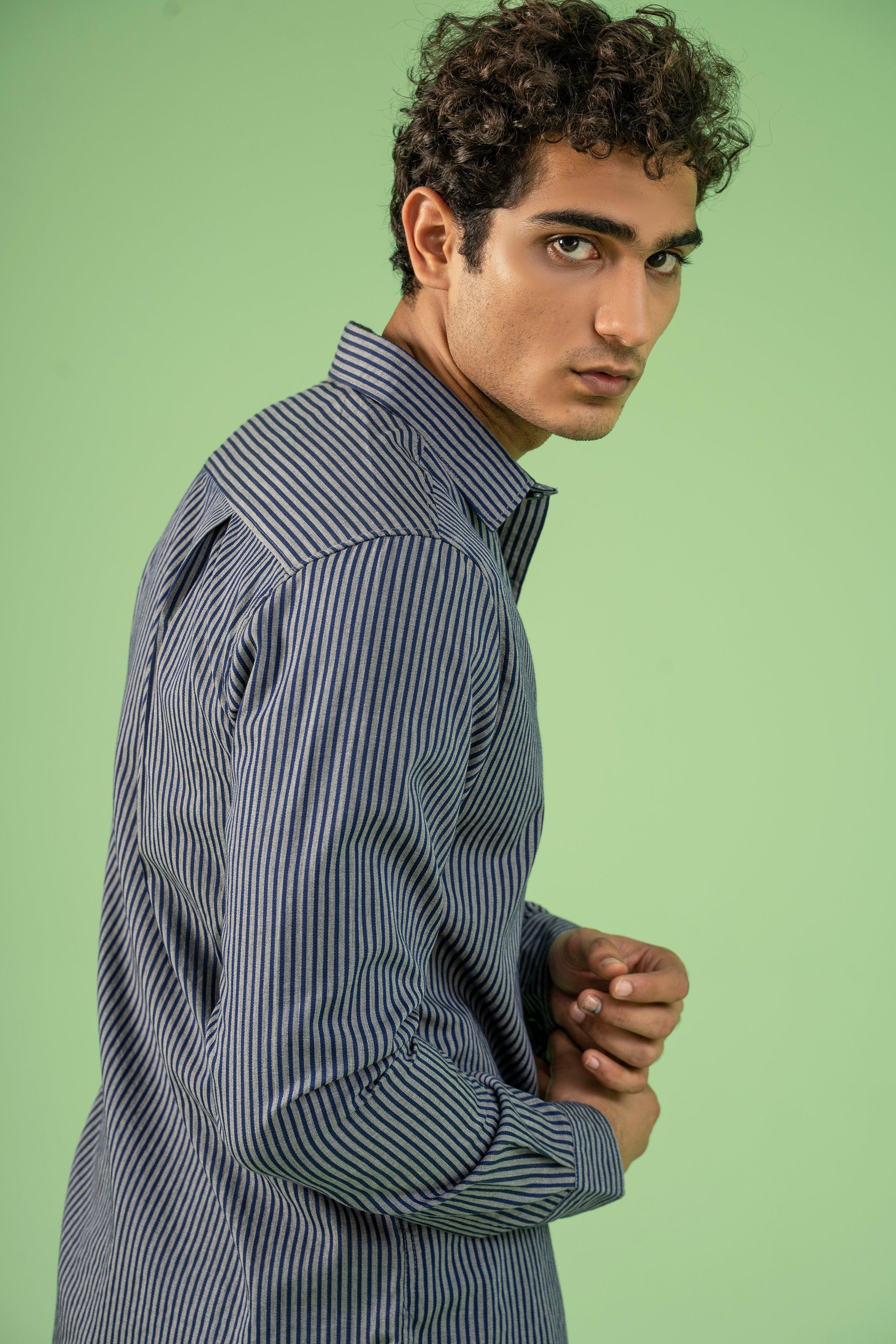 CASUAL SHIRT NAVY GREY - Image 3