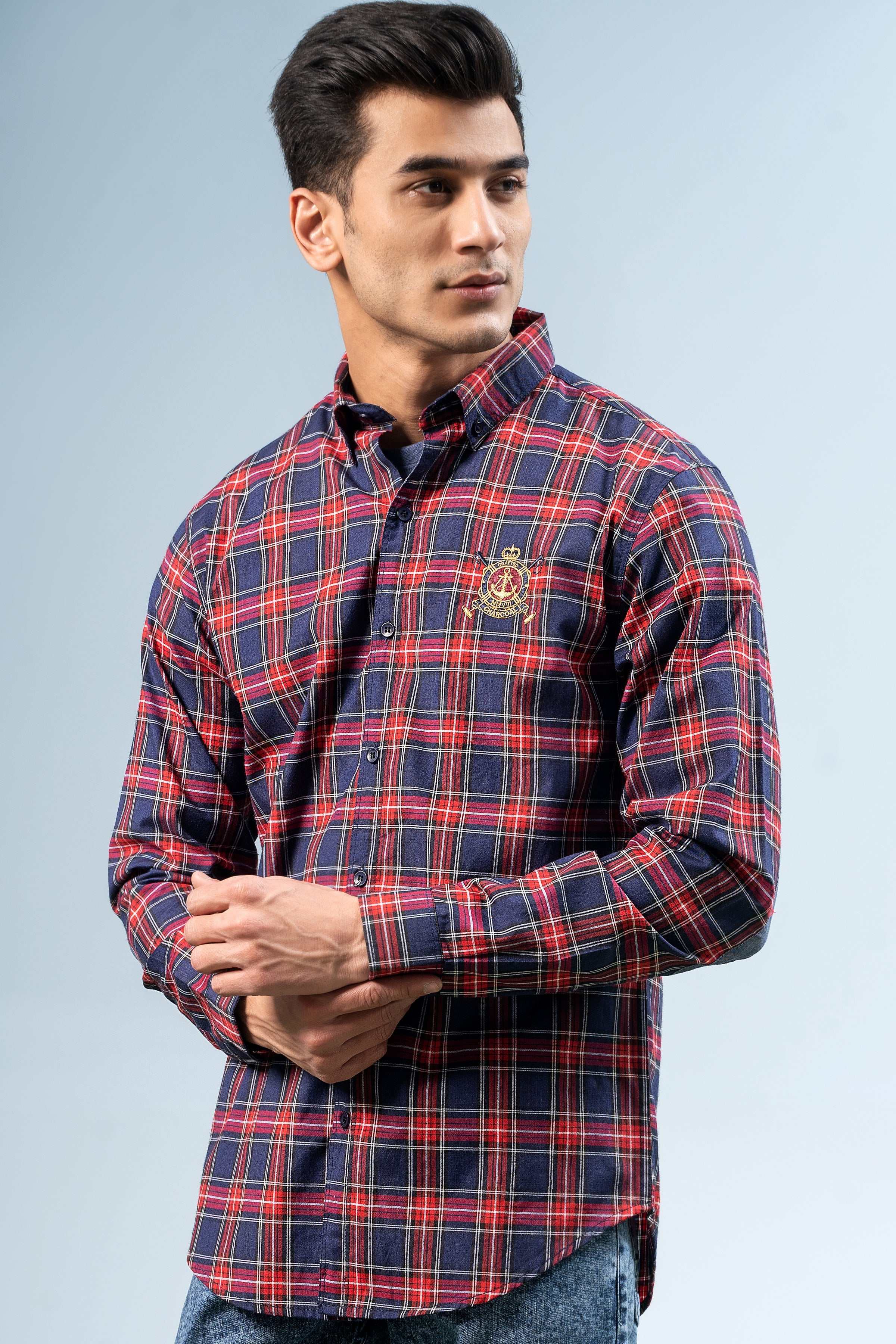 CASUAL SHIRT MAROON NAVY - Image 2