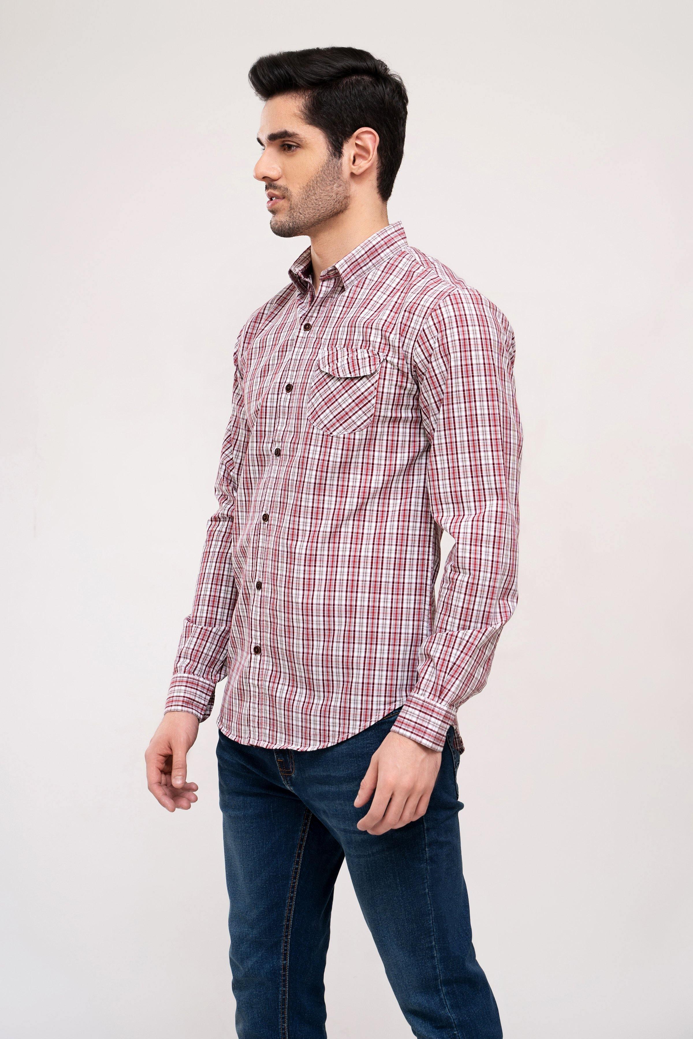 CASUAL SHIRT OFF WHITE MAROON - Image 2