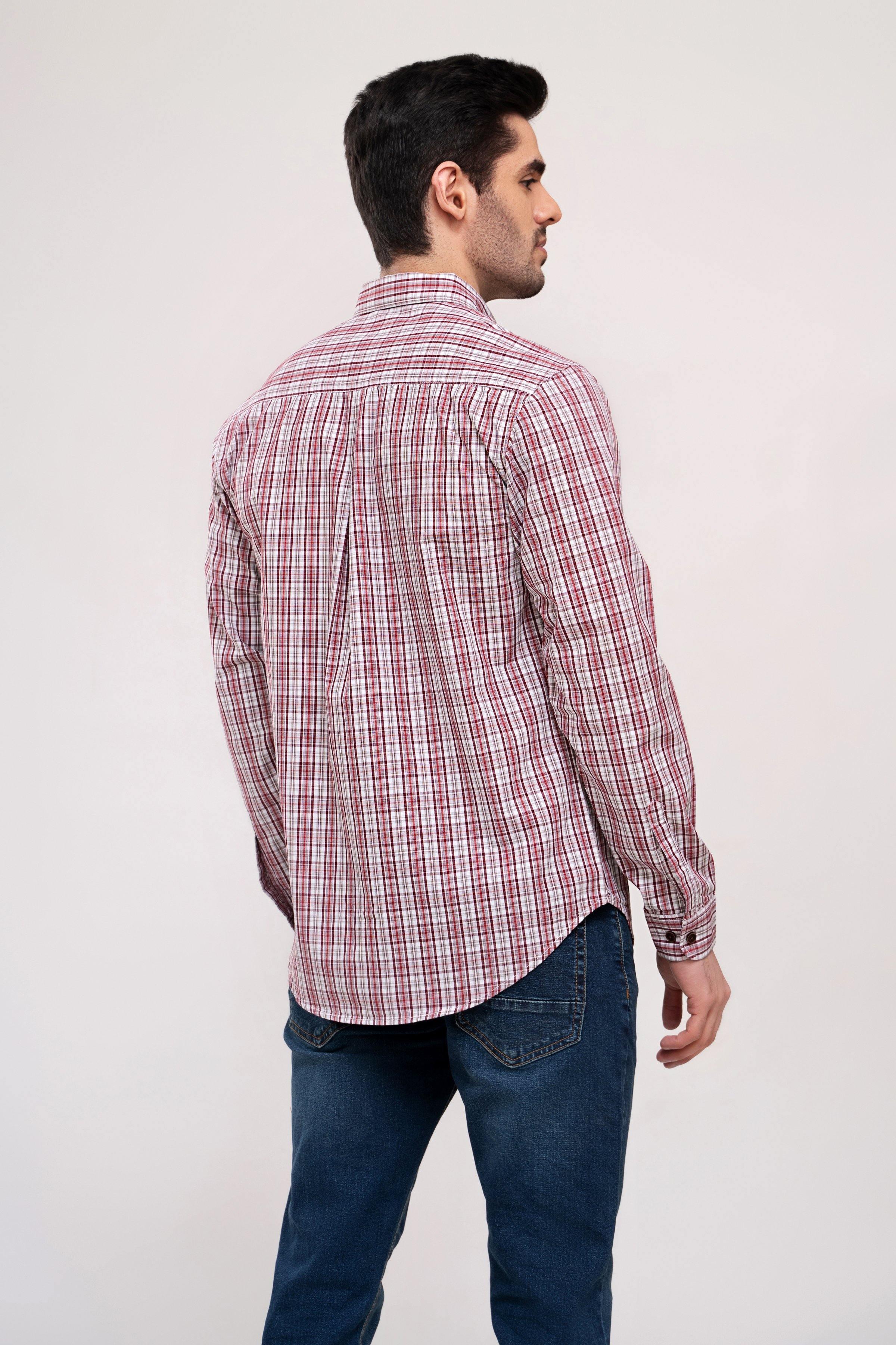 CASUAL SHIRT OFF WHITE MAROON - Image 3
