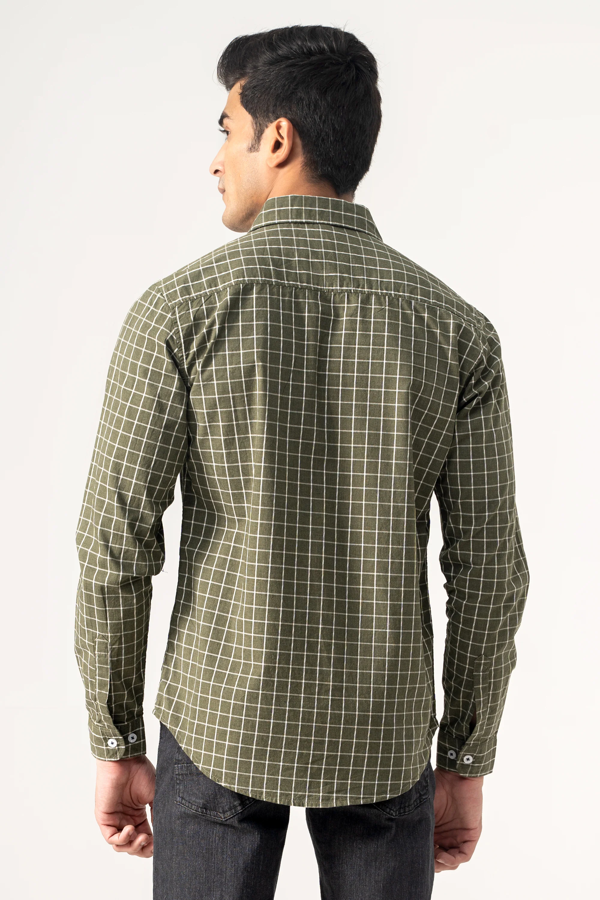CASUAL SHIRT OLIVE CHECK - Image 4
