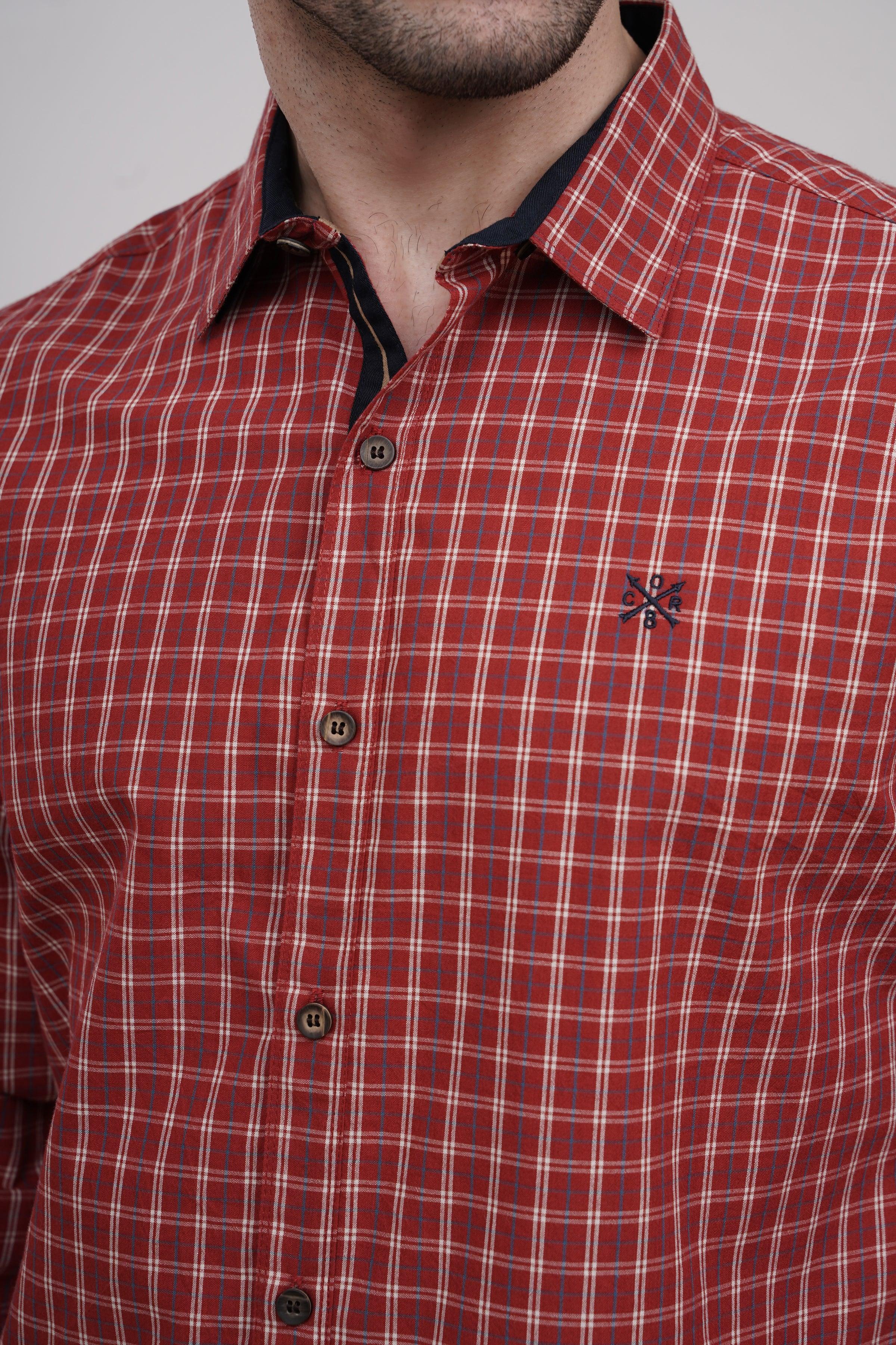 CASUAL SHIRT RUST KHAKI CHECK - Image 4