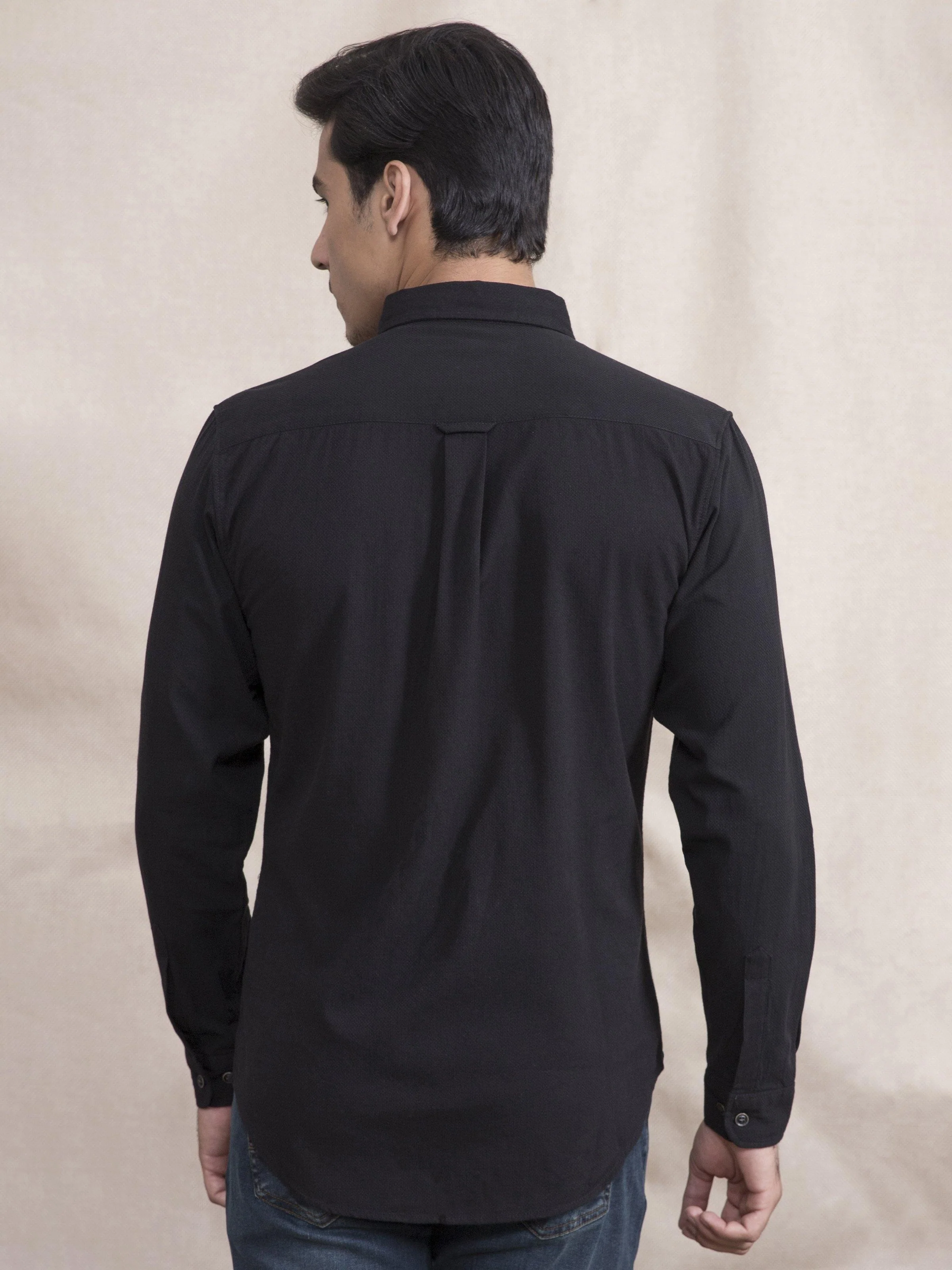 CASUAL SHIRT SLIM FIT FULL SLEEVE BLACK - Image 3
