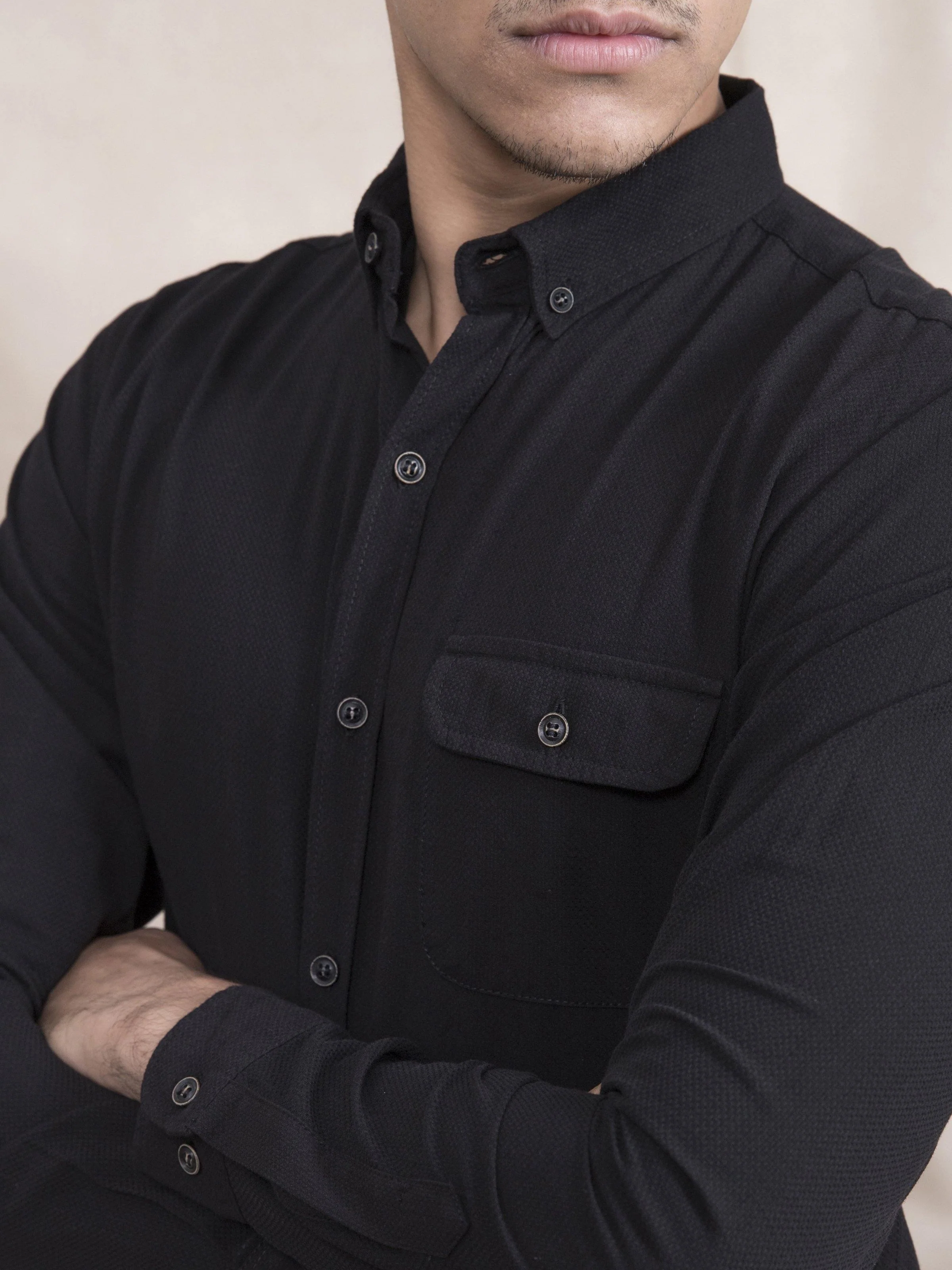 CASUAL SHIRT SLIM FIT FULL SLEEVE BLACK - Image 4