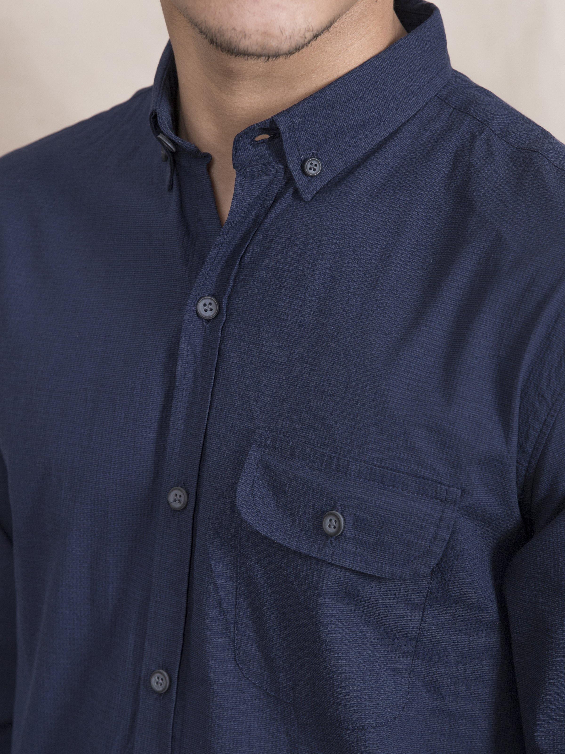 CASUAL SHIRT SLIM FIT FULL SLEEVE NAVY - Image 3
