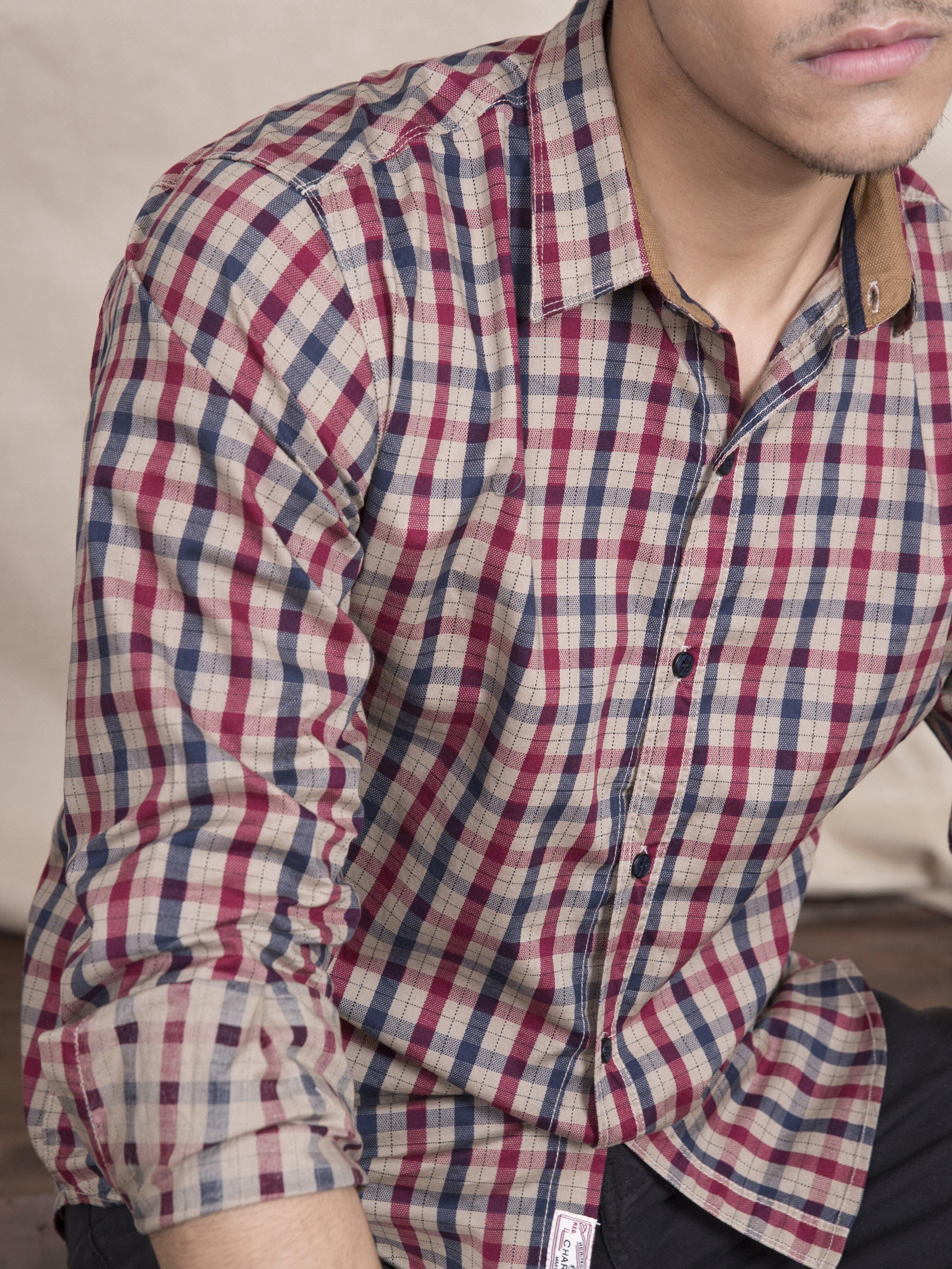 CASUAL SHIRT SLIM FIT FULL SLEEVE RED CHECK - Image 4