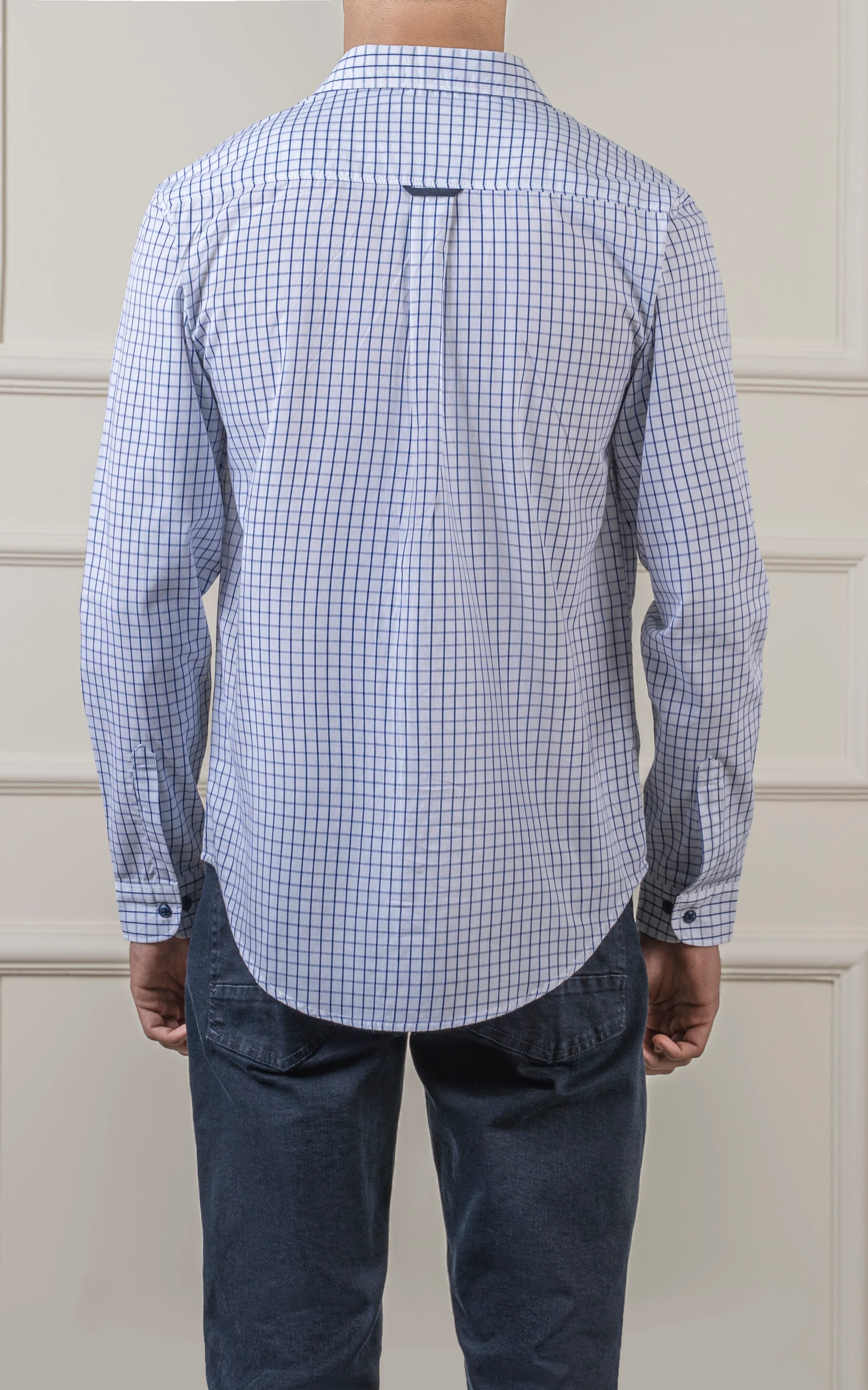 CASUAL SHIRT WHITE NAVY CHECK - Image 5