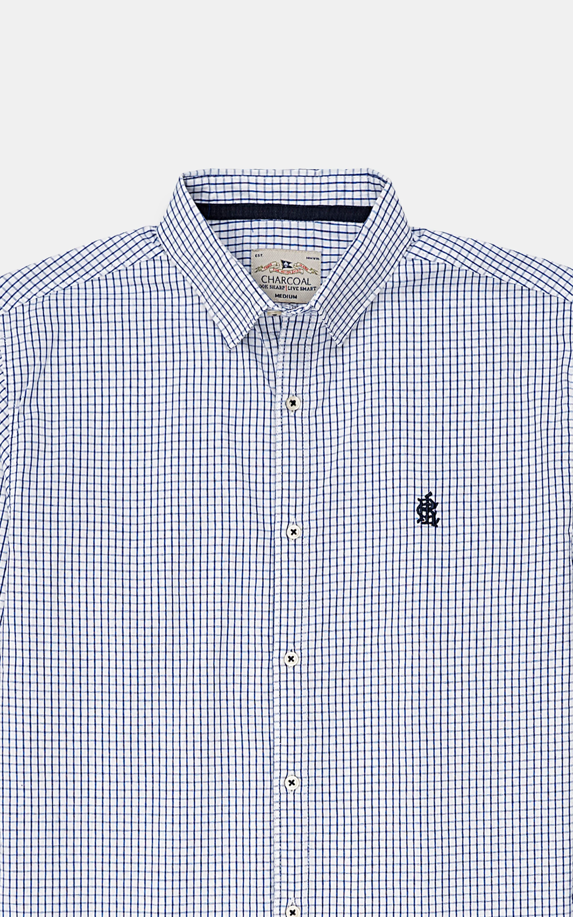 CASUAL SHIRT WHITE NAVY CHECK - Image 2