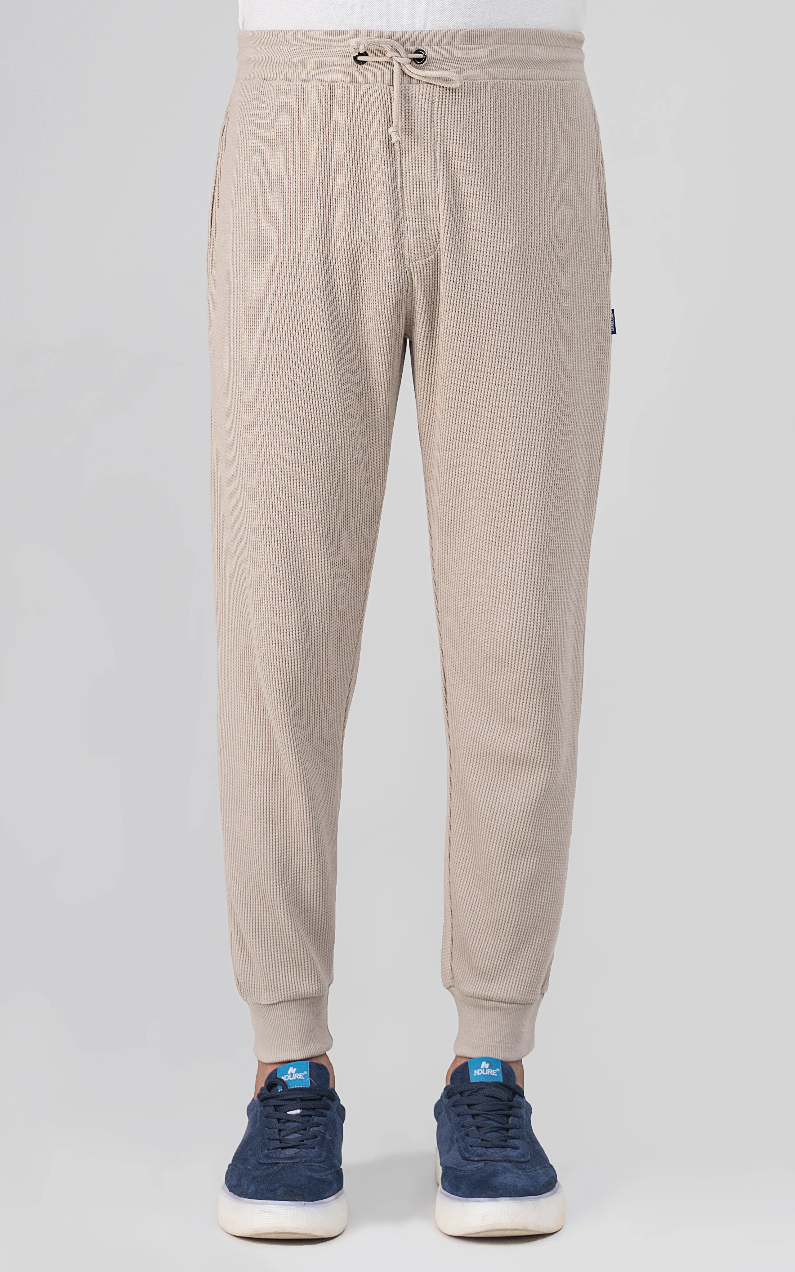 SLIM FIT WAFFLE JOGGER TROUSER OATMEAL - Image 3