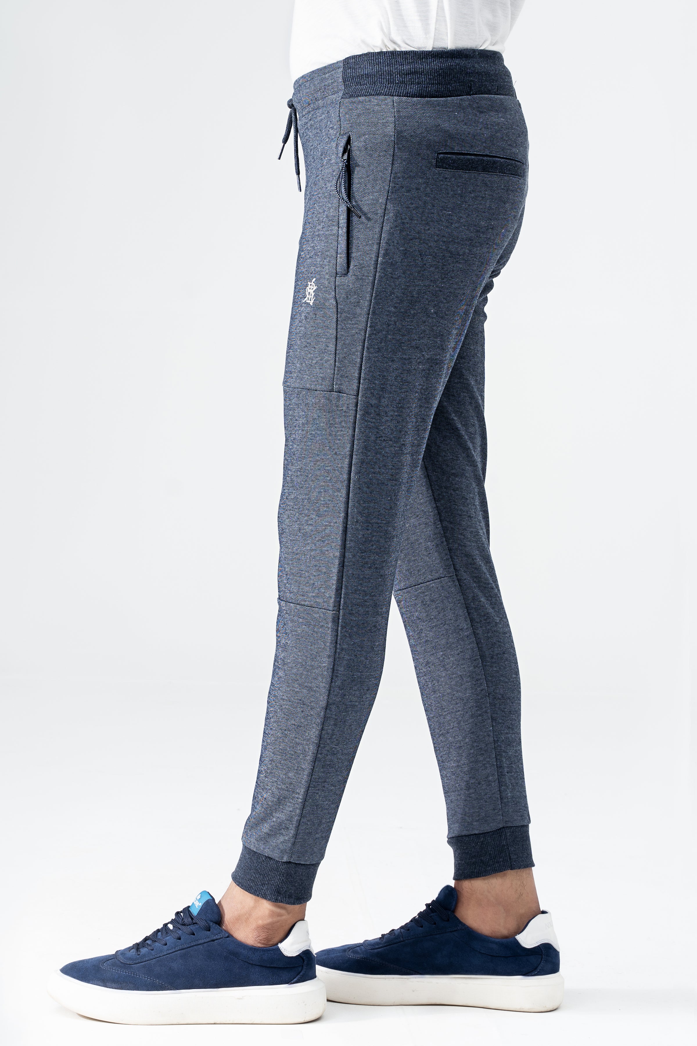 CASUAL TROUSER PIQUE  INTERLOCK NAVY MELANGE