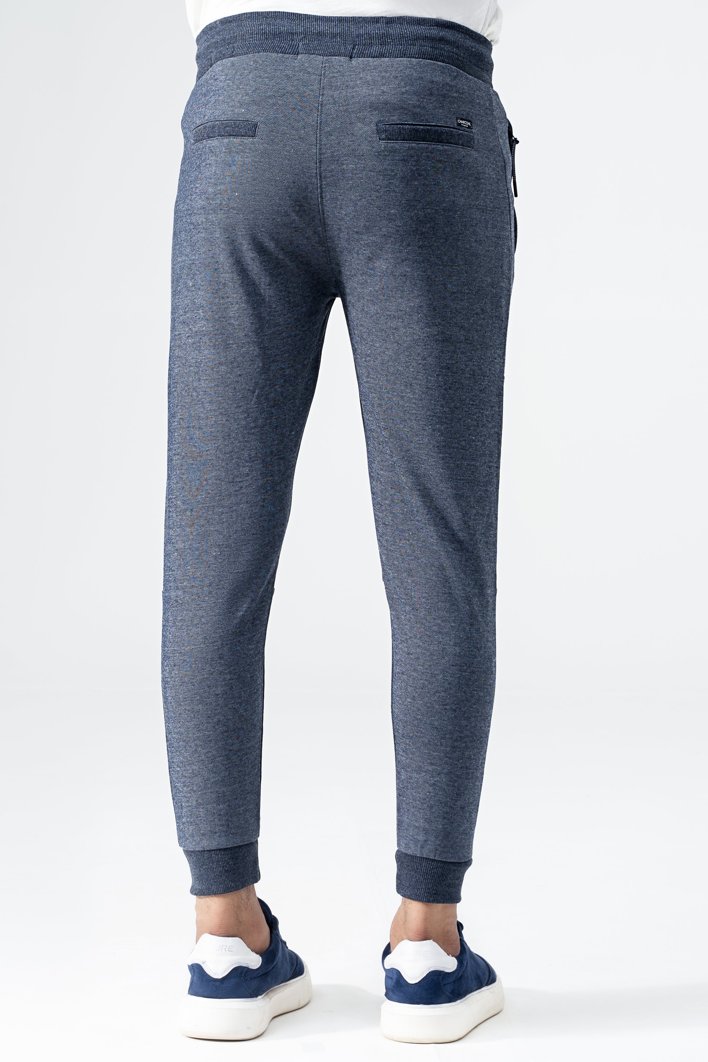 CASUAL TROUSER PIQUE  INTERLOCK NAVY MELANGE - Image 3