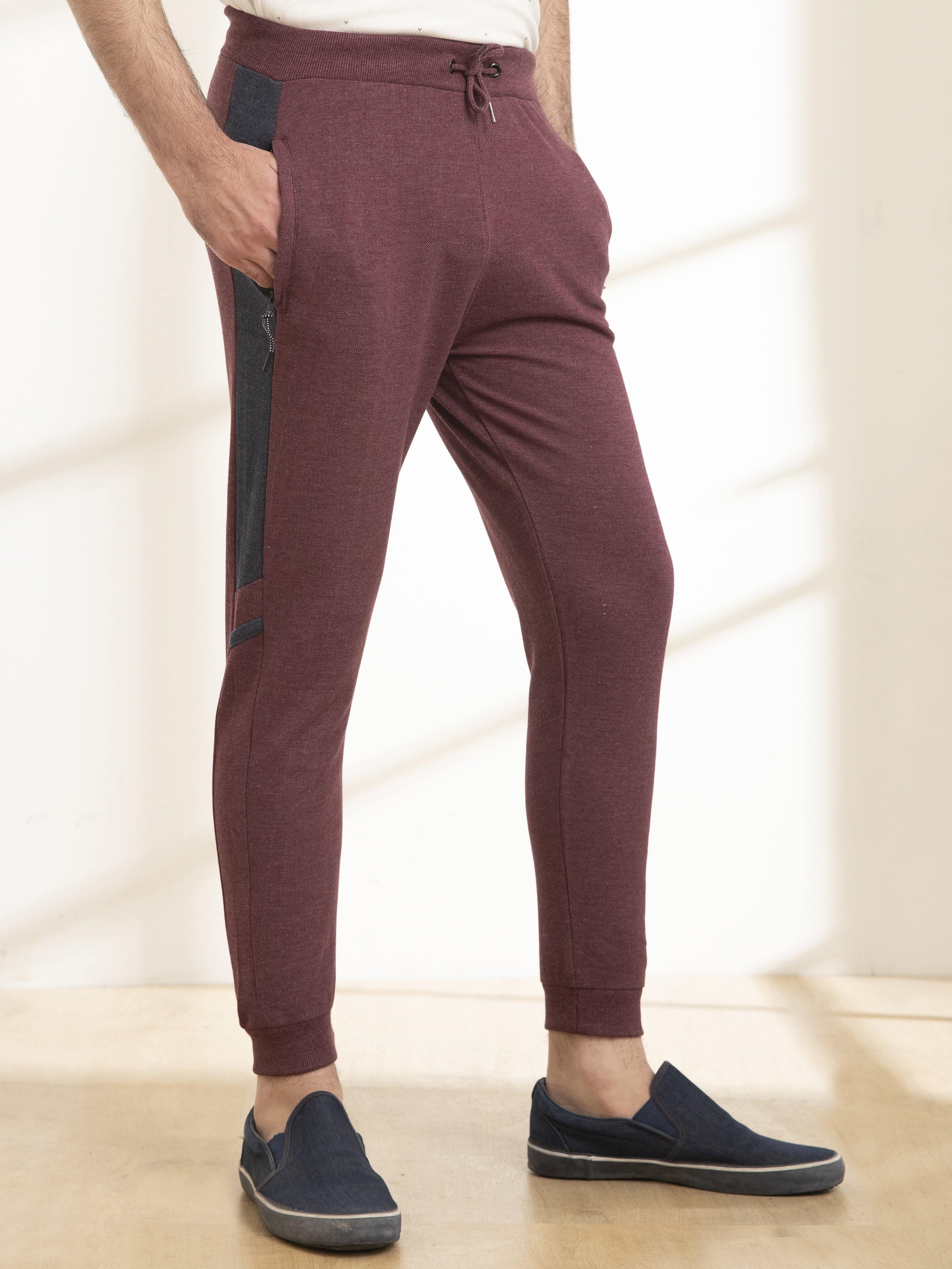 CASUAL TROUSER PIQUE TERRY MAROON MELANGE